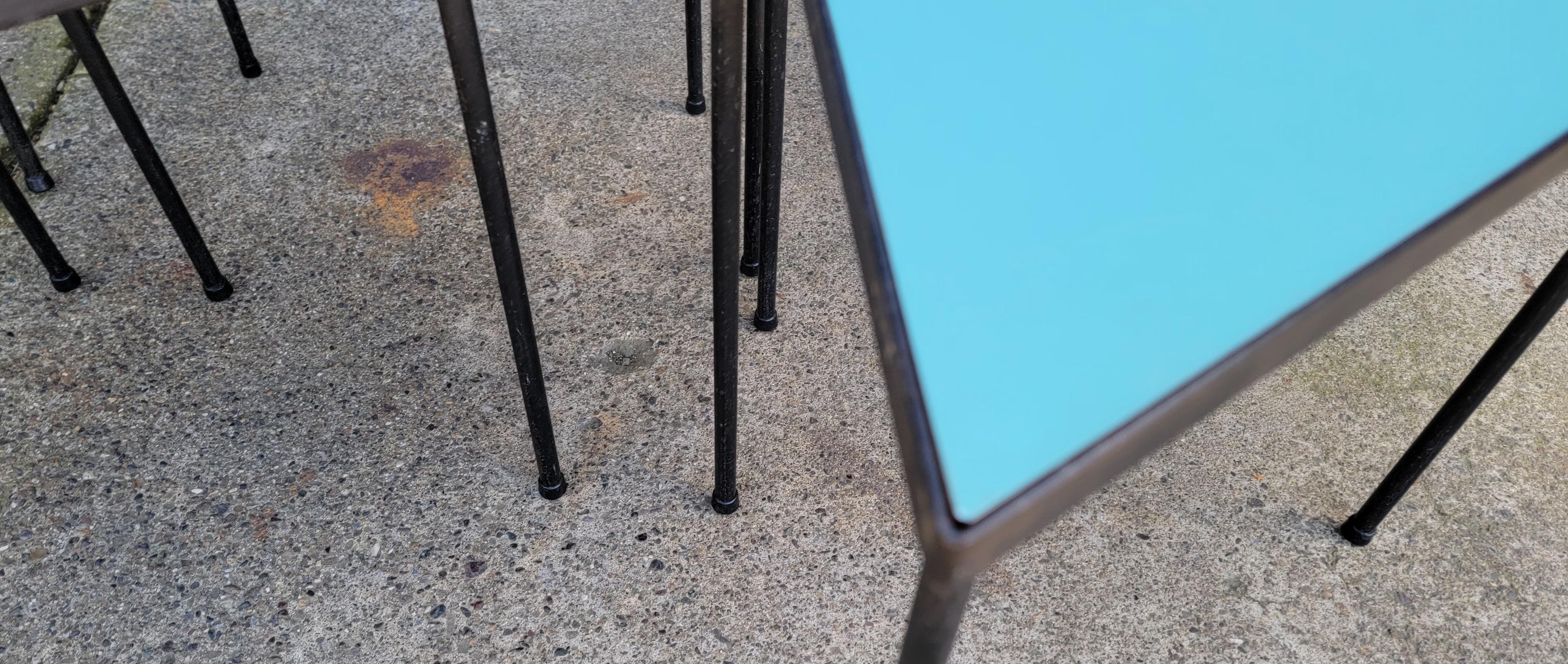 Turquoise Module Hexagon Coffee Table Iron & Formica For Sale 2
