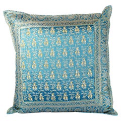 Turquoise Moorish Decorative Throw Pillow Embellished with Sequins and Beads
