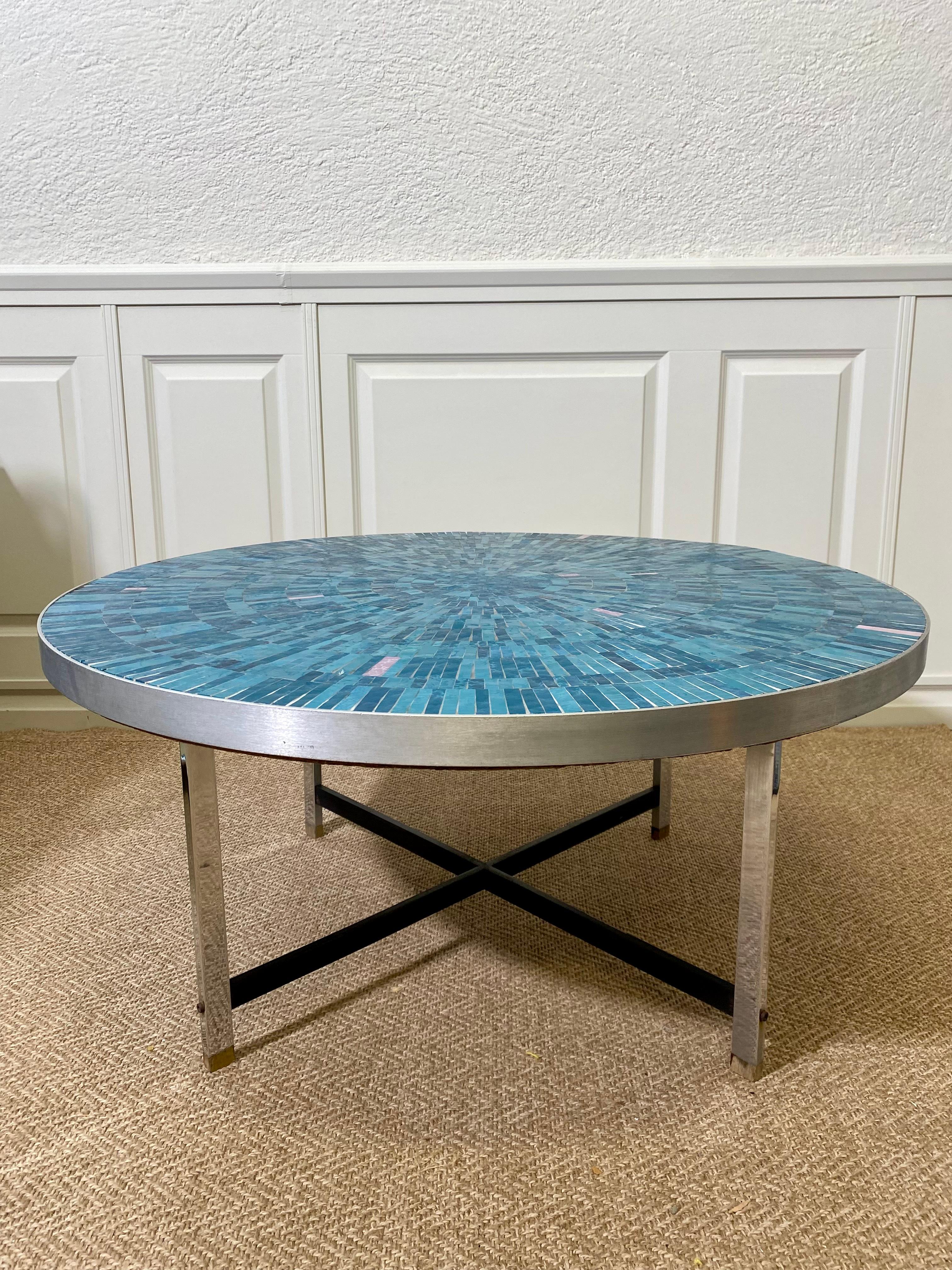 Mid-Century Modern Turquoise Mosaic Coffee Table by Berthold Müller-Oerlinghausen, Germany, 1960s