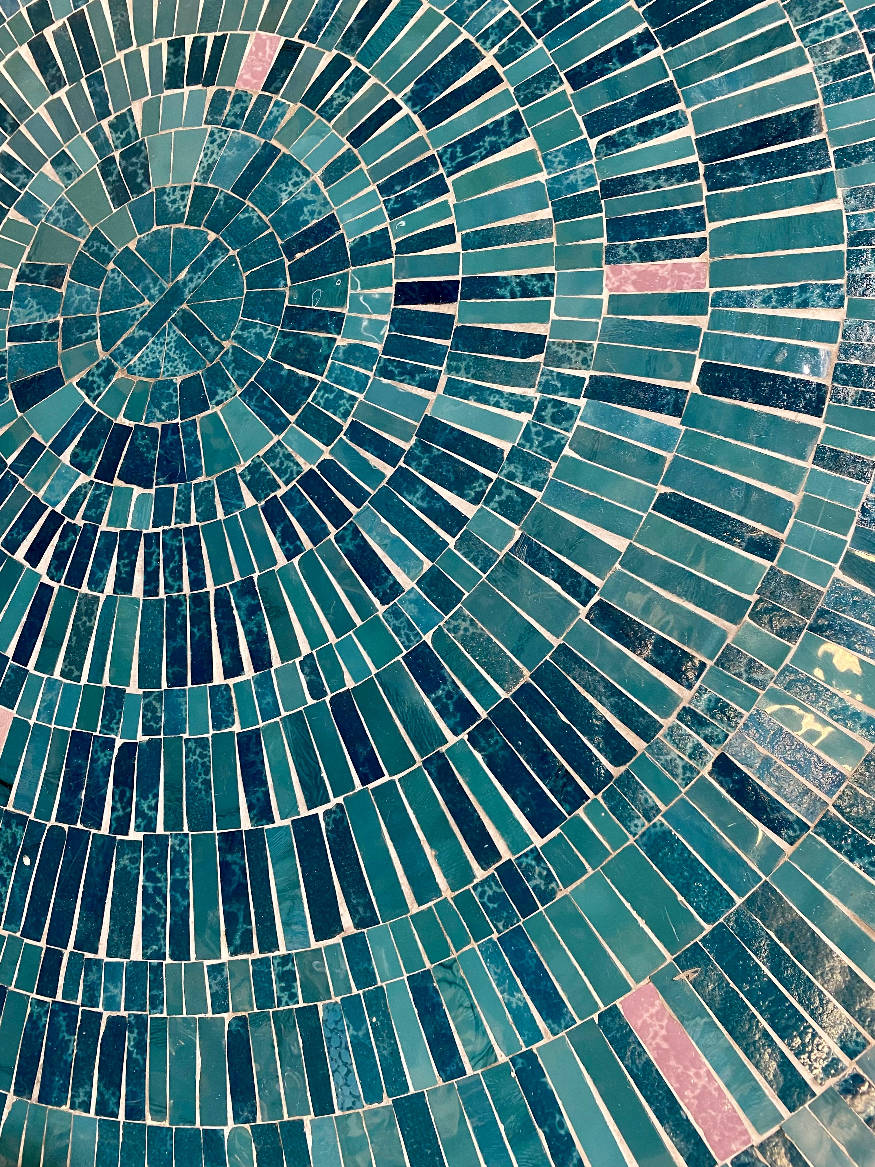 Turquoise Mosaic Coffee Table by Berthold Müller-Oerlinghausen, Germany, 1960s In Good Condition In Cork, IE