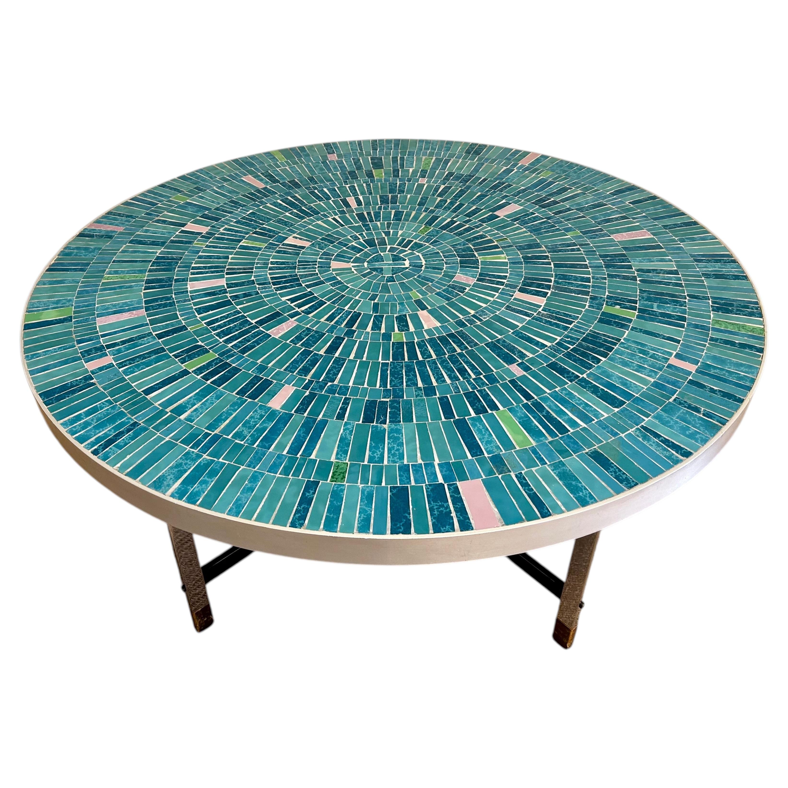 Turquoise Mosaic Coffee Table by Berthold Müller-Oerlinghausen, Germany, 1960s