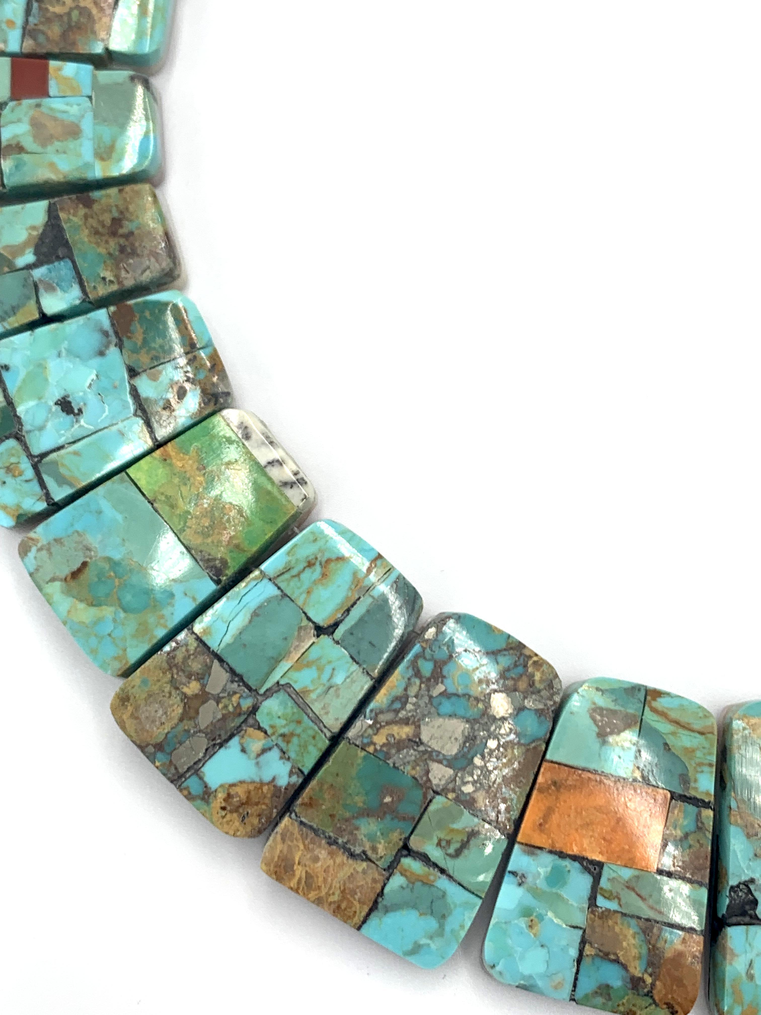 da uomo o donna Collana con collare a intarsio di mosaico turchese di Jolene Bird in vendita