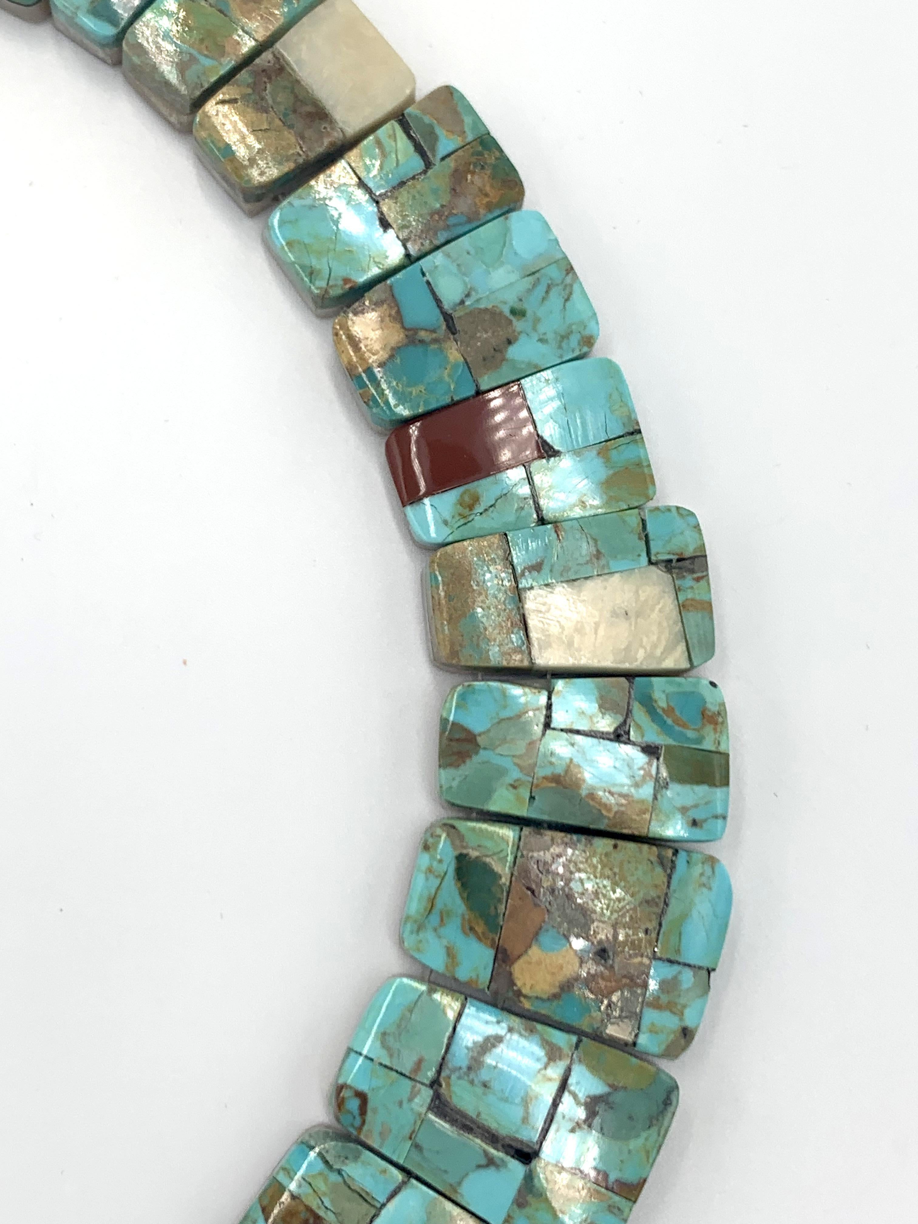 Collana con collare a intarsio di mosaico turchese di Jolene Bird in vendita 3