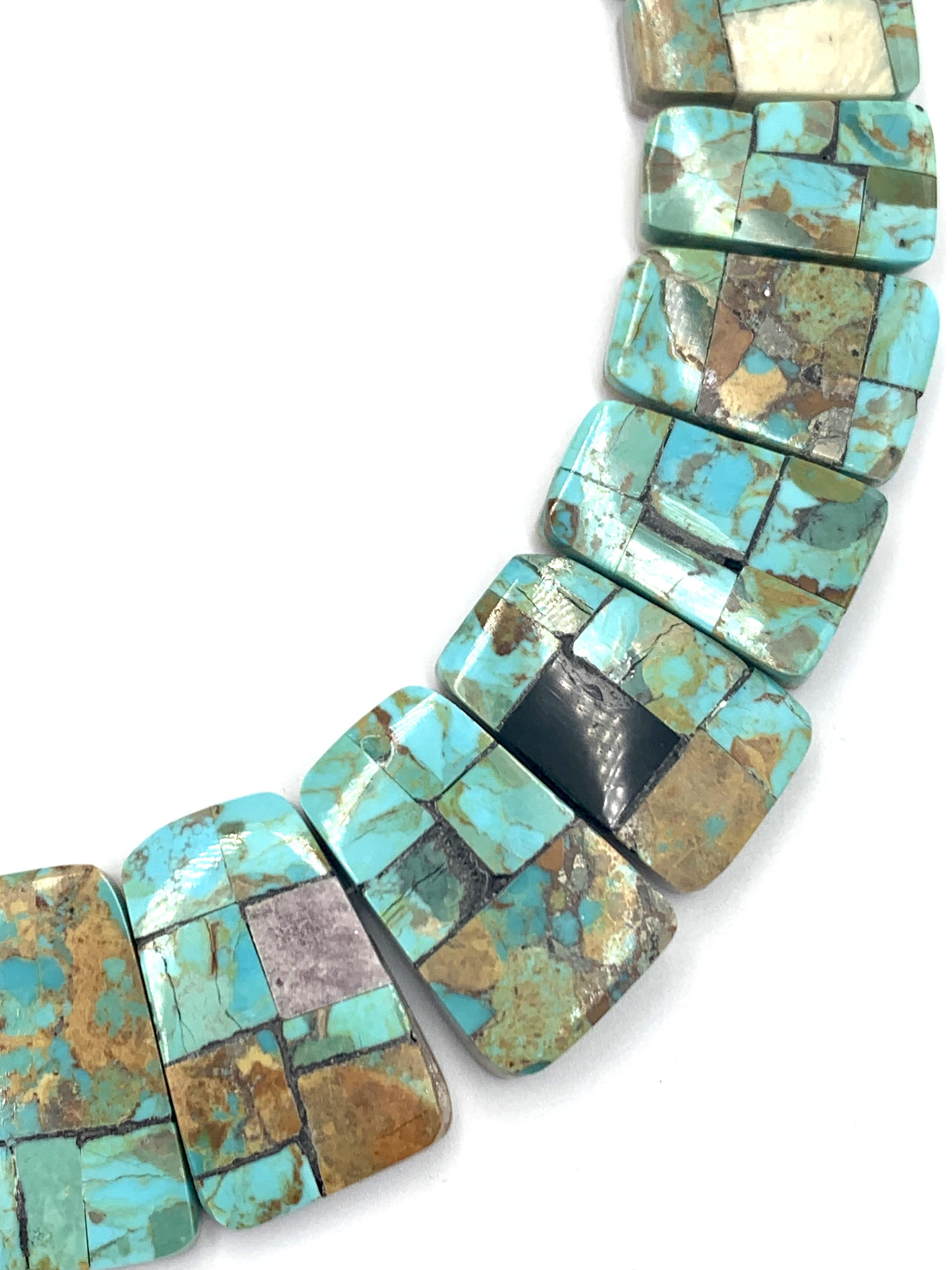 Collana con collare a intarsio di mosaico turchese di Jolene Bird in vendita 4