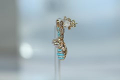 Turquoise Mother of Pearl Diamond Bee Earrings