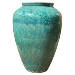 Turquoise Mottled Crackle Glazed Classic Shape Vase, China, Contemporary Turquoise Mottled Crackle Glazed Classic Shape Vase, China, Contemporary