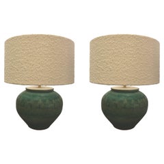 Turquoise Mottled Glaze Pair Of Table Lamps, China, Contemporary