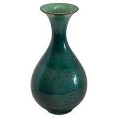 Turquoise Mottled Glazed Tulip Shape Vase, China, Contemporary