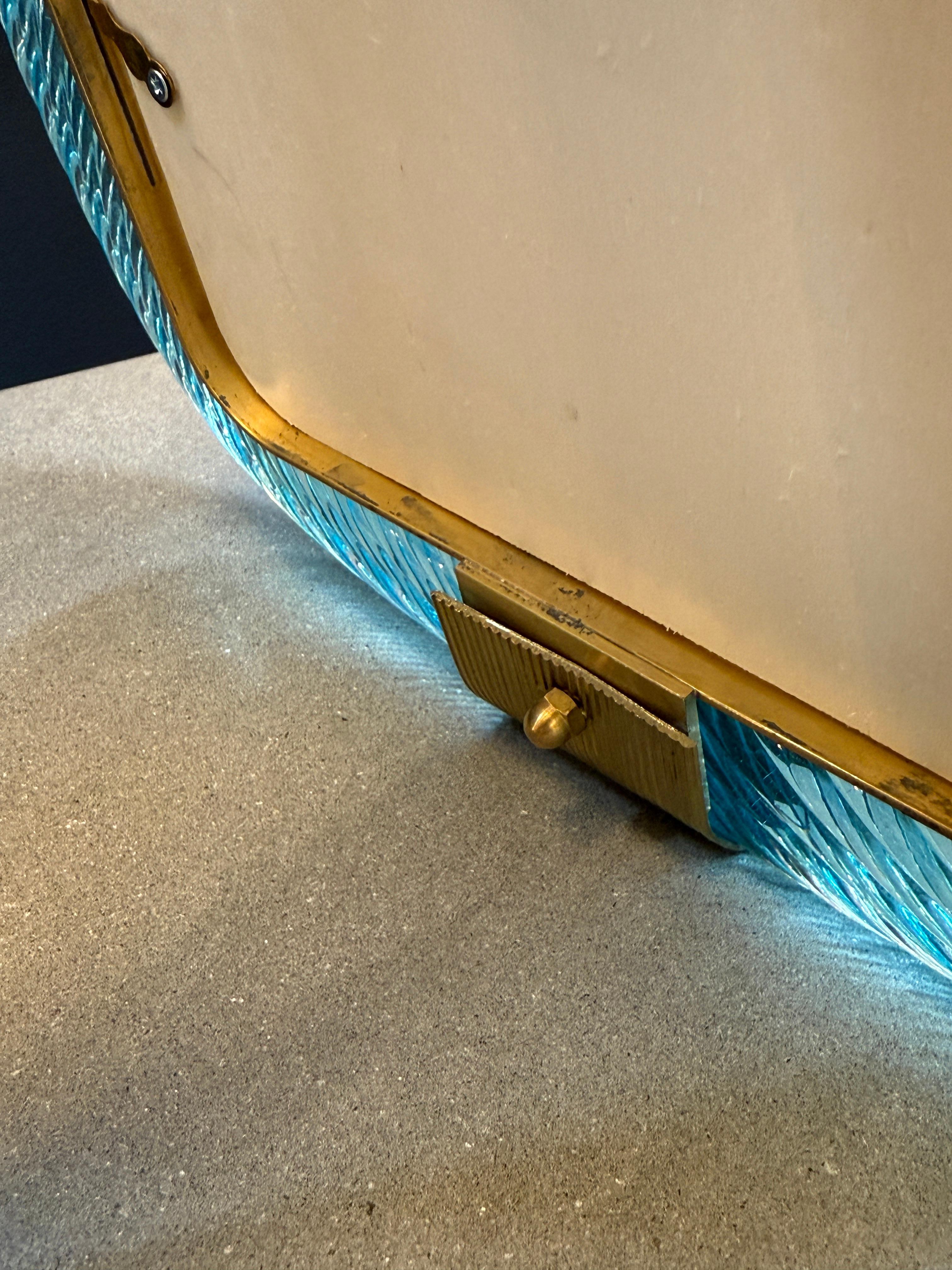 Turquoise Murano Glass and Brass Picture Frame For Sale 1