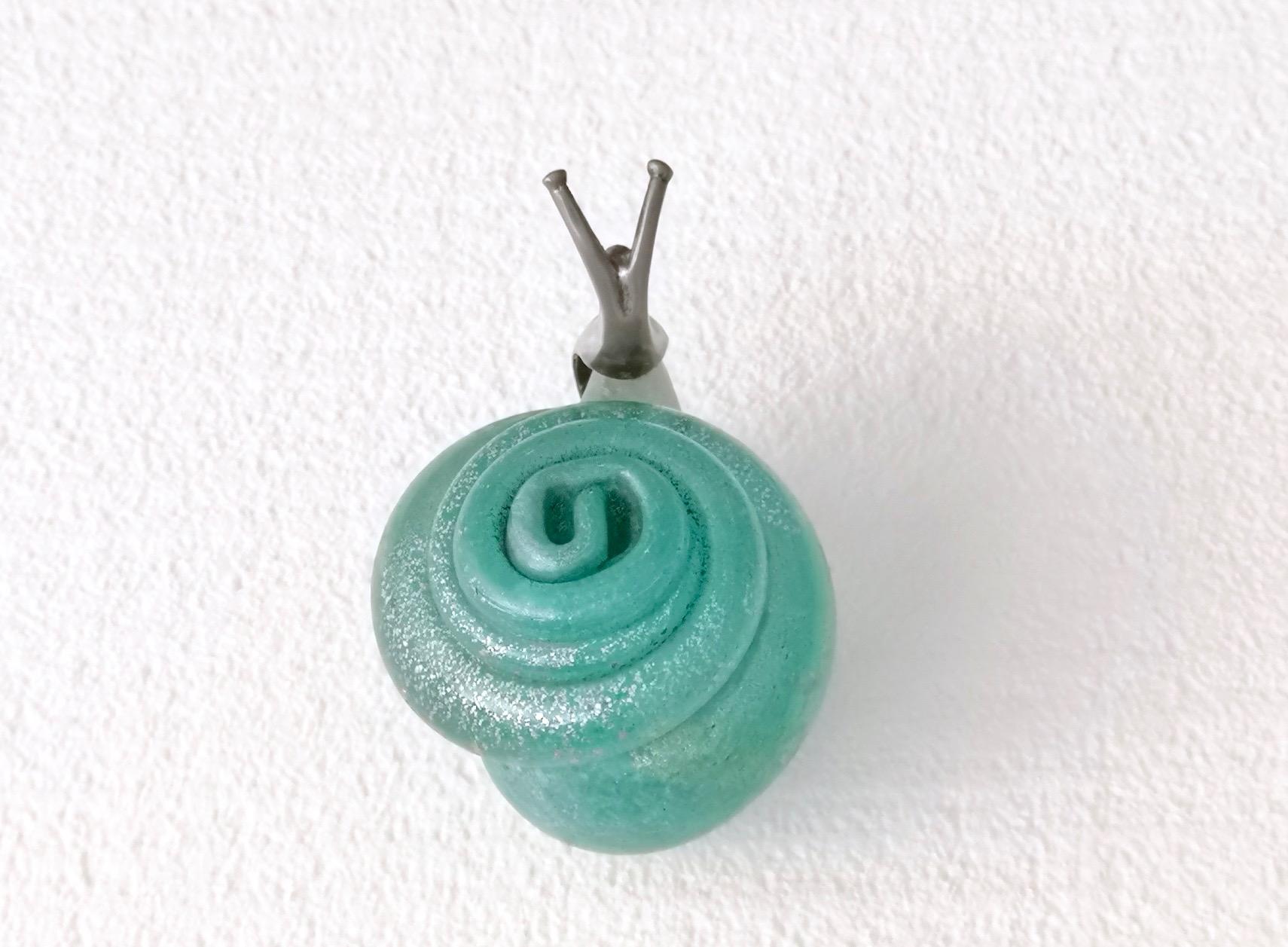 Turquoise Murano Glass and Silver Snail by Venini Murano, Italy, 1980s 2