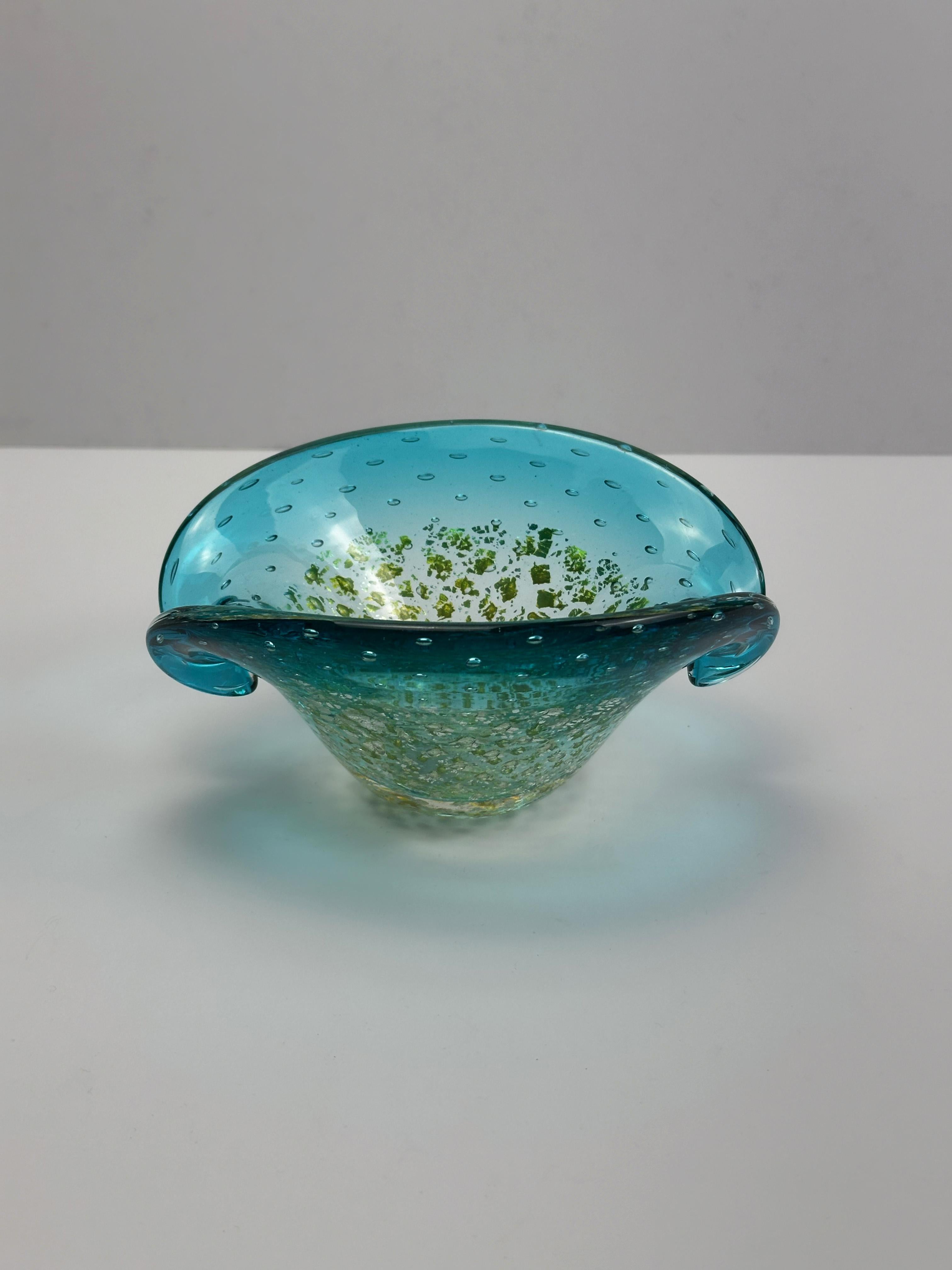 Fait main Bol à palourdes en verre de Murano turquoise par Archimede Seguso, Italie, années 1960 en vente