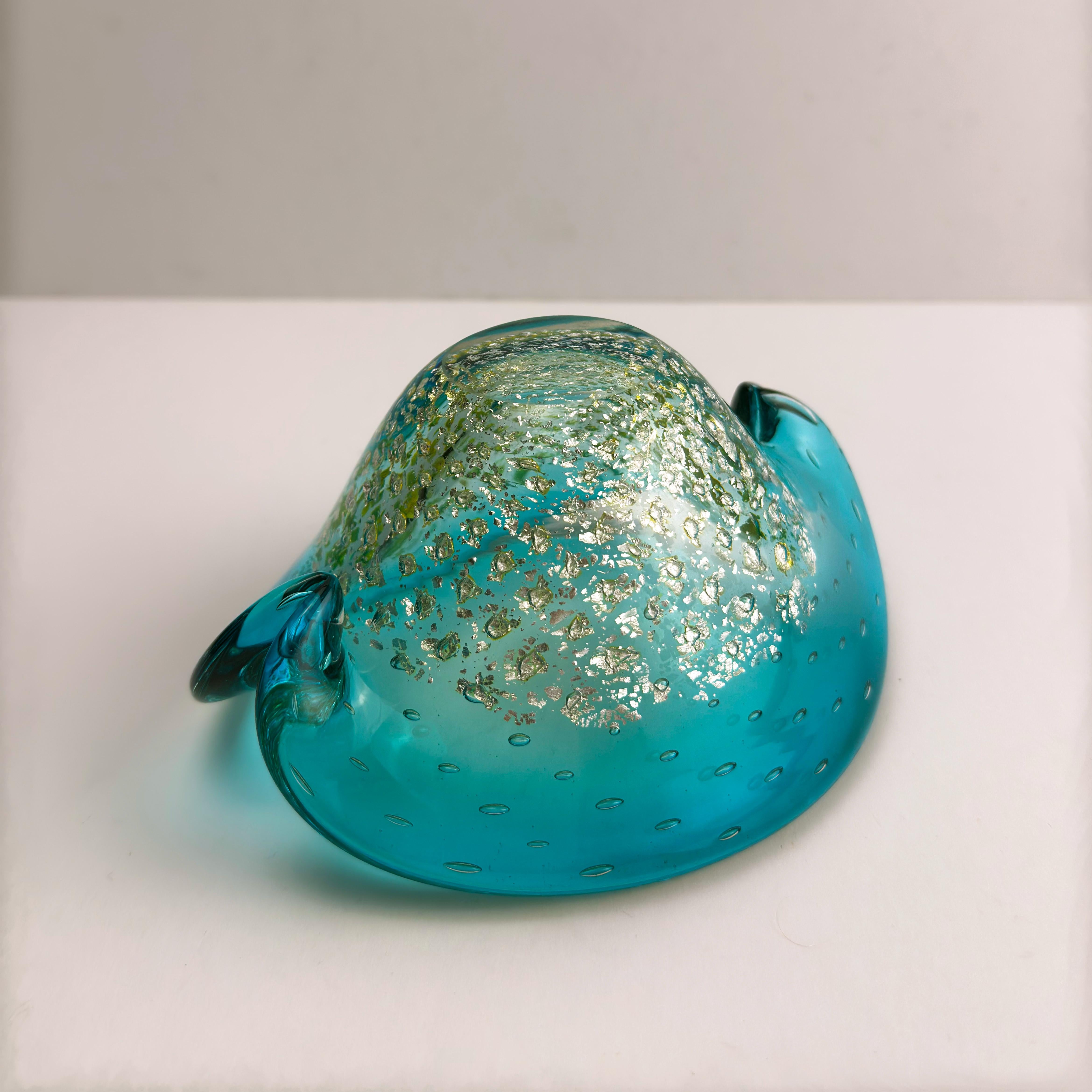 Bol à palourdes en verre de Murano turquoise par Archimede Seguso, Italie, années 1960 en vente 1