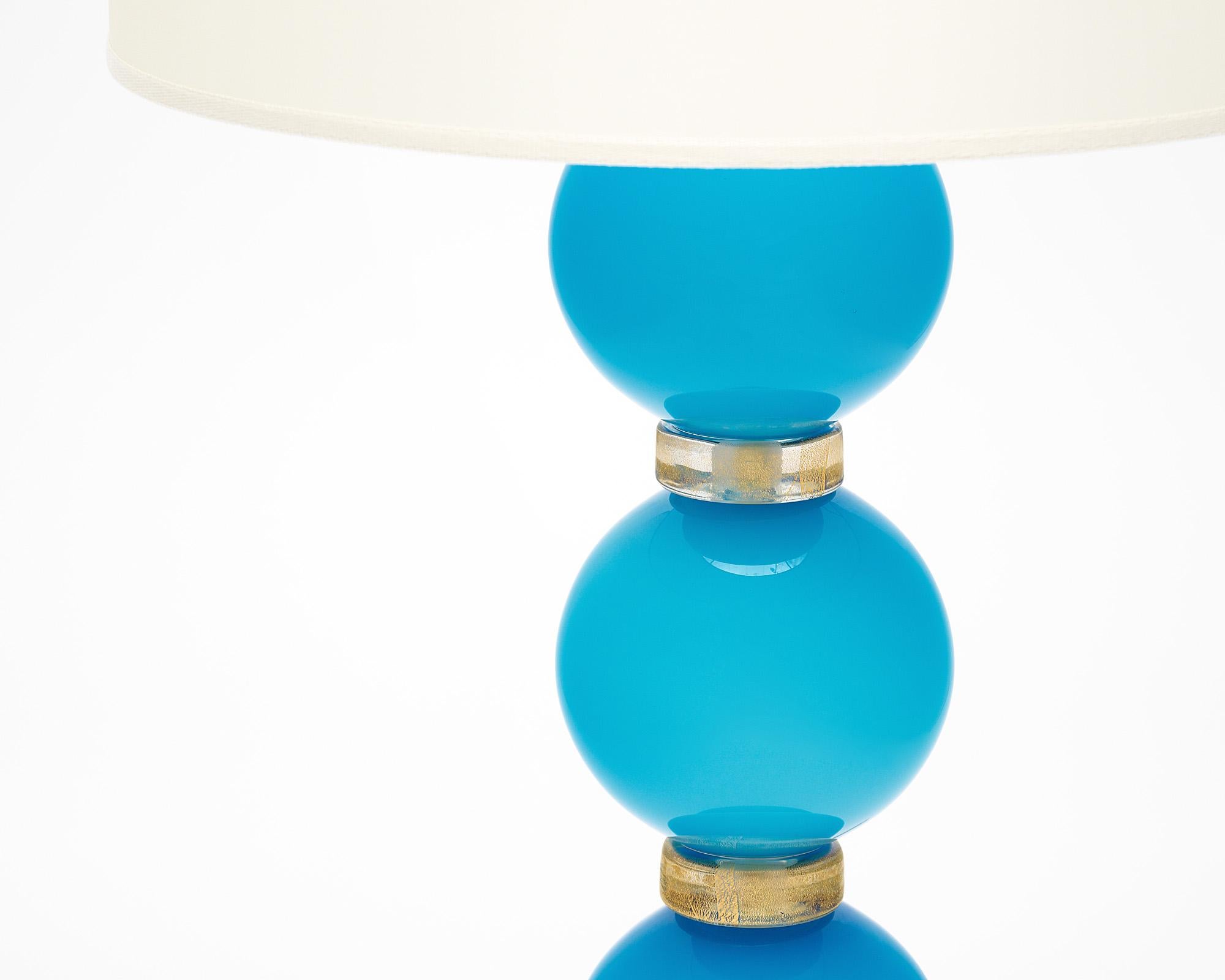 Italian Turquoise Murano Glass Lamps For Sale