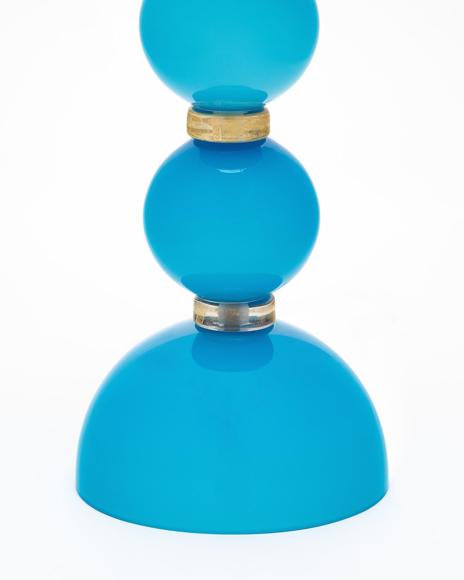Turquoise Murano Glass Lamps In Good Condition For Sale In Austin, TX