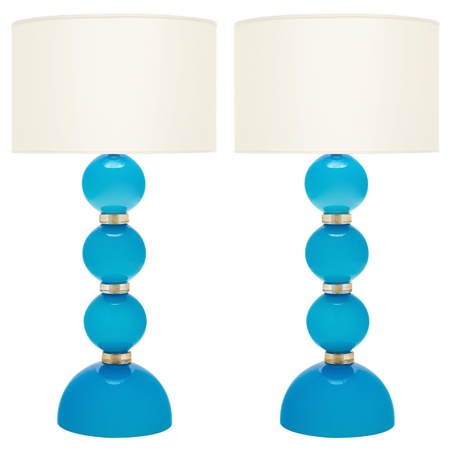 Turquoise Murano Glass Lamps