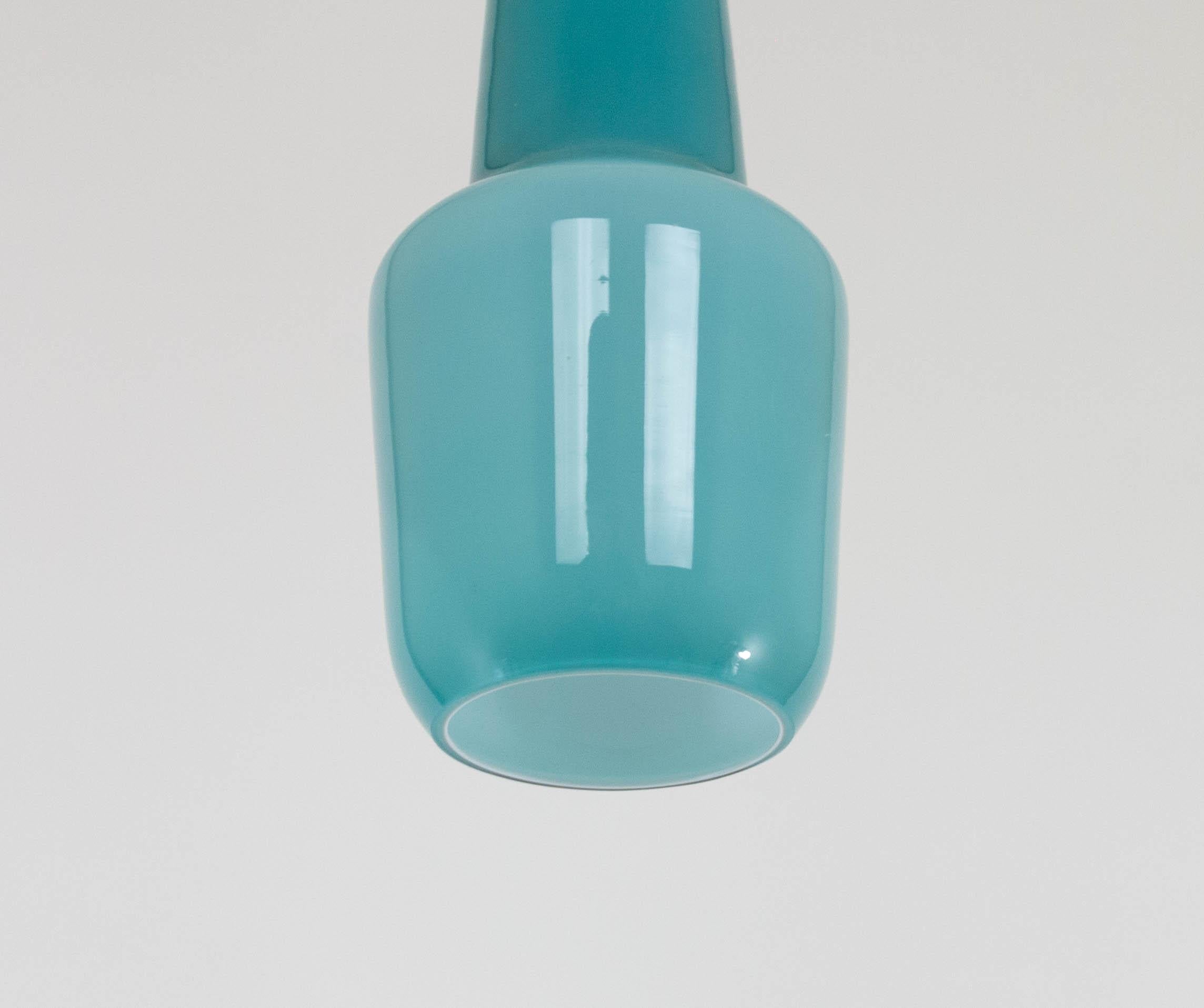 Italian Turquoise Murano Glass Pendant by Massimo Vignelli for Venini, 1950s For Sale