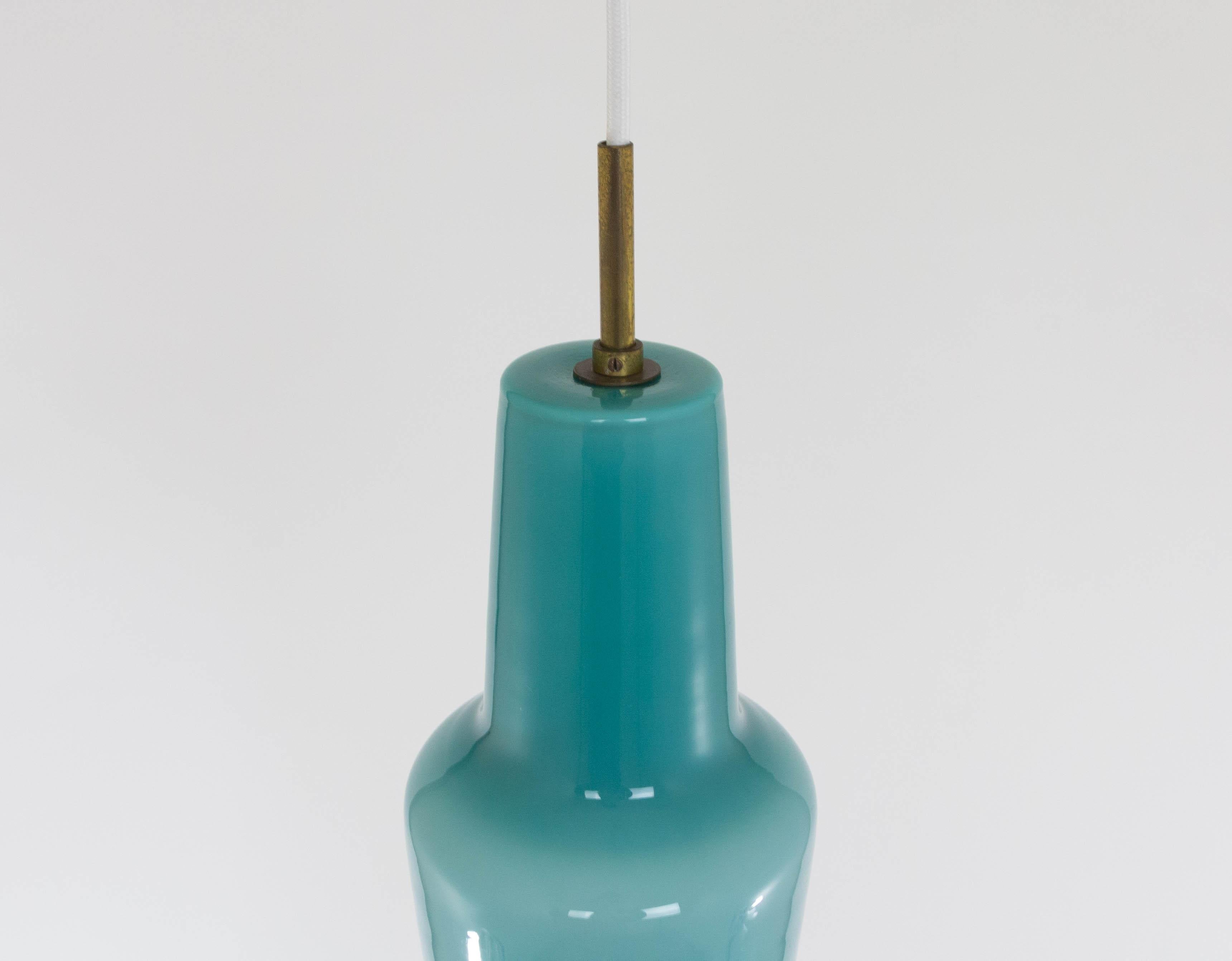 Turquoise Murano Glass Pendant by Massimo Vignelli for Venini, 1950s In Good Condition For Sale In Rotterdam, NL