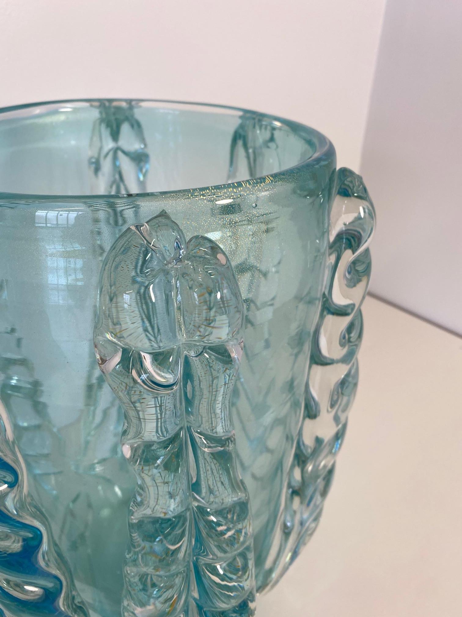 Italian Turquoise Murano Glass Vase by Cenedese, Italy