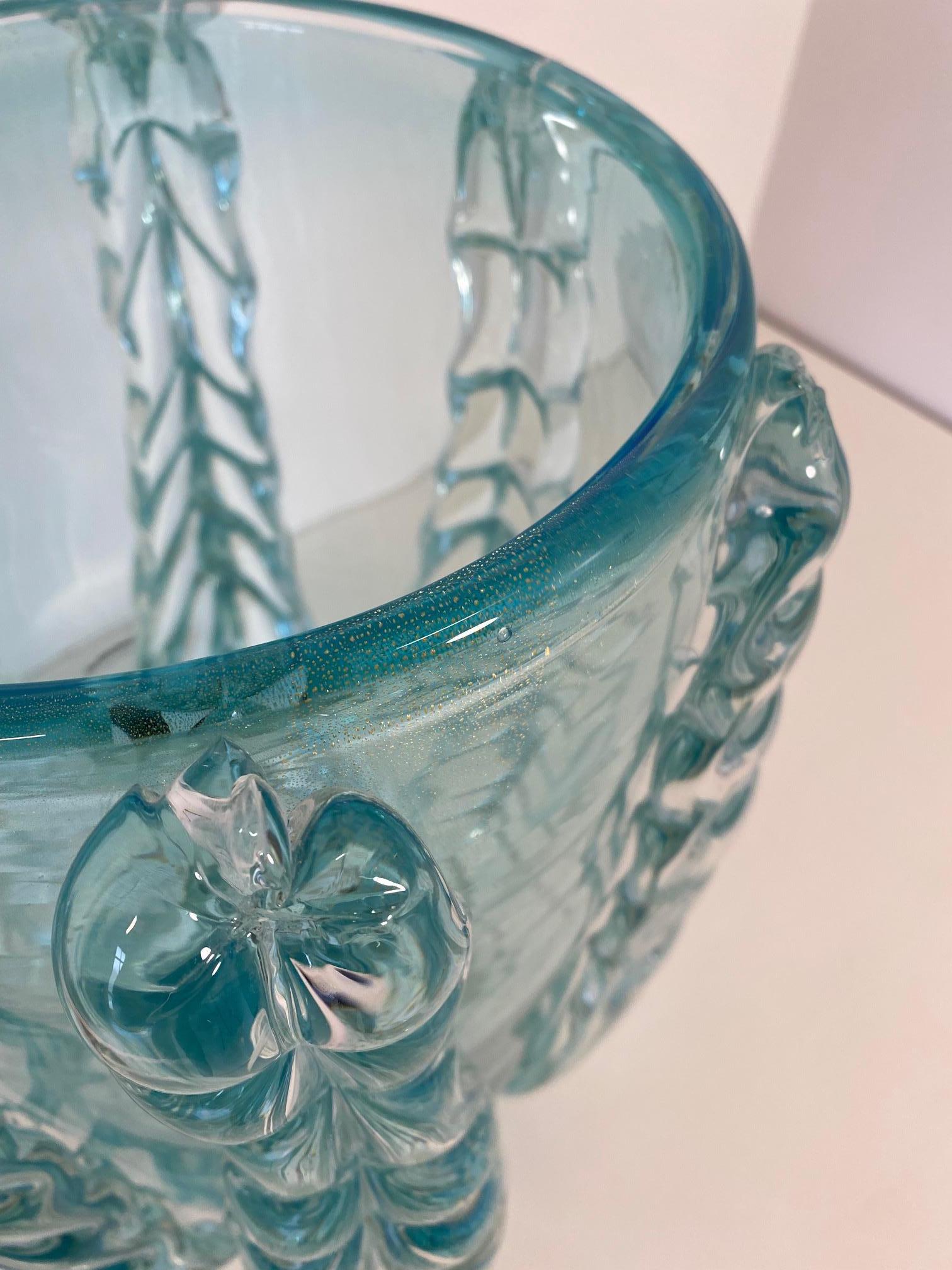 Turquoise Murano Glass Vase by Cenedese, Italy In Good Condition In Meda, MB