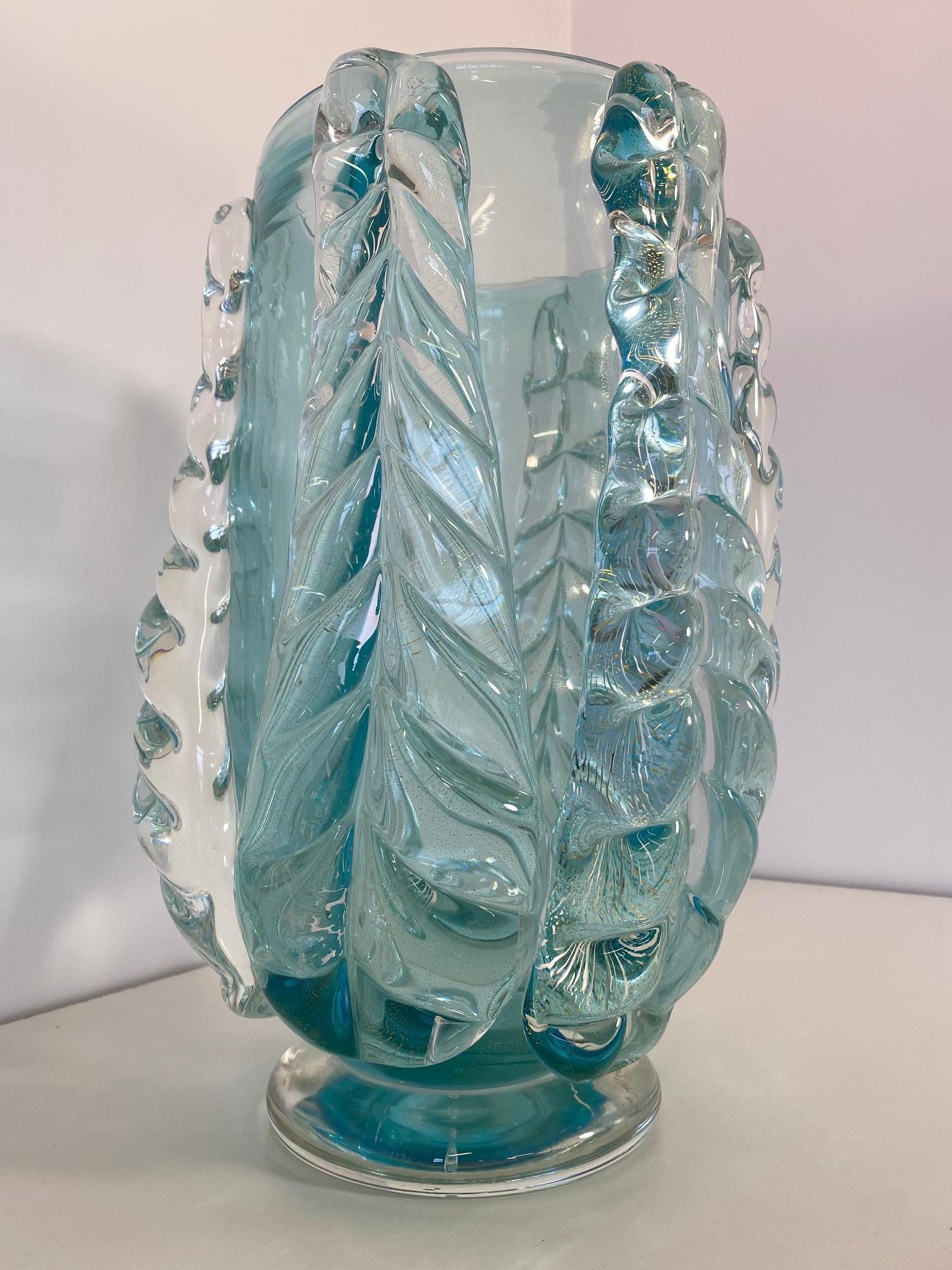 Contemporary Turquoise Murano Glass Vase by Cenedese, Italy