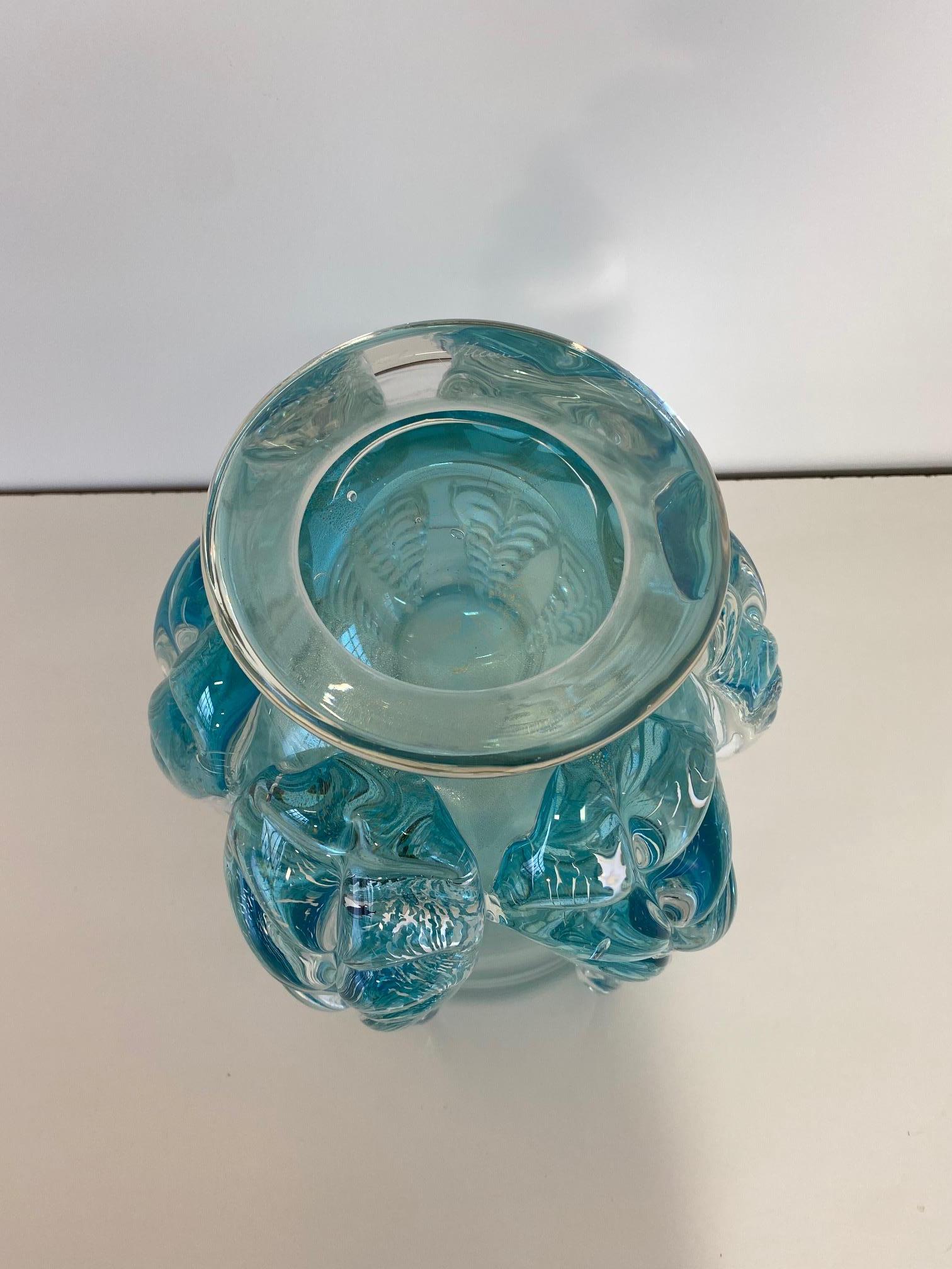 Turquoise Murano Glass Vase by Cenedese, Italy 1