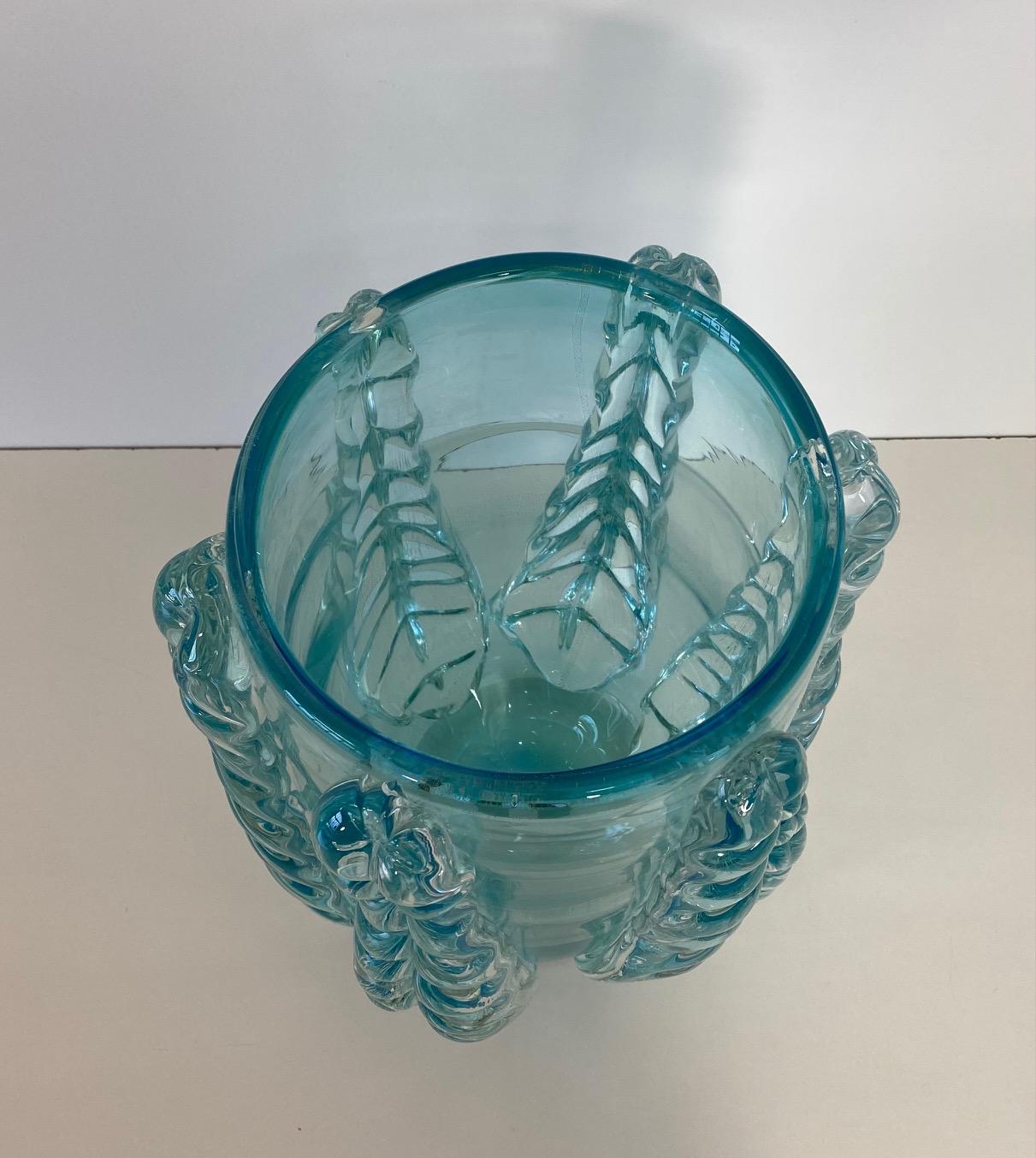 Turquoise Murano Glass Vase by Cenedese, Italy 3