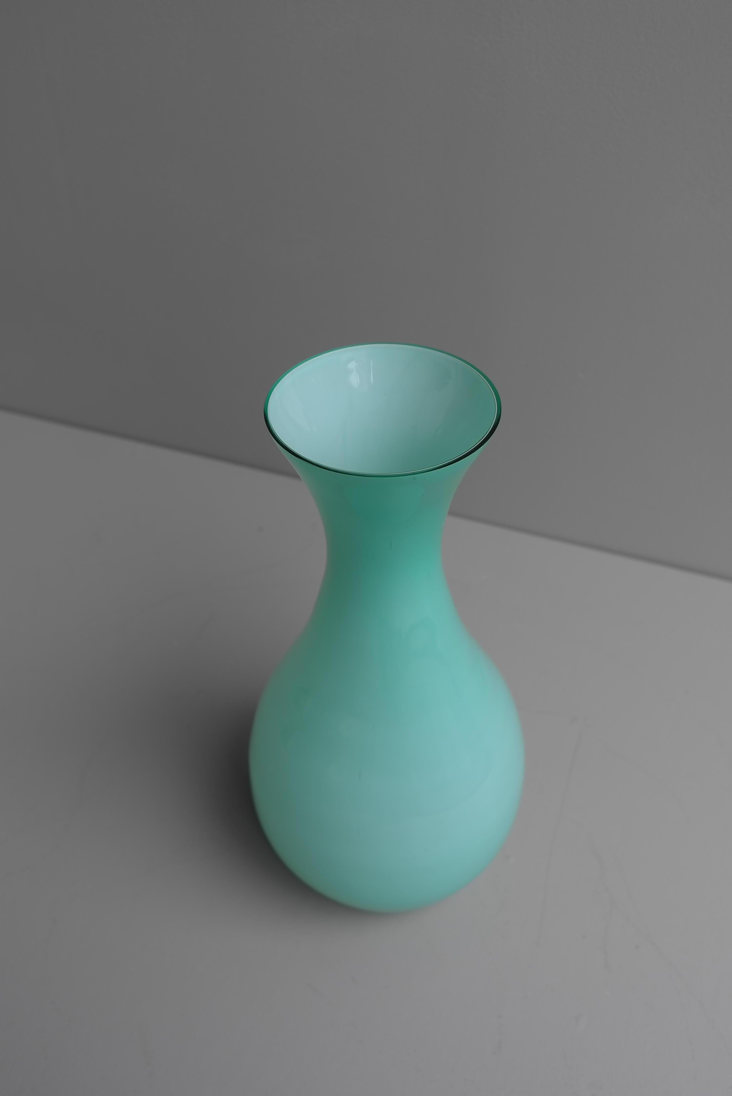 Mid-Century Modern Turquoise Murano Glass Vase by Venini, Italy, 1970s