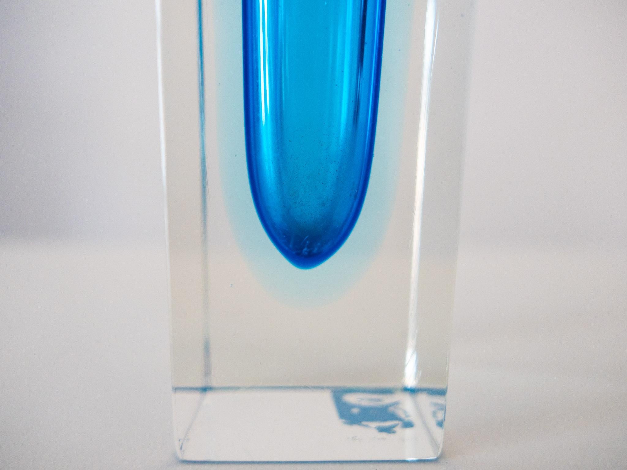 Turquoise Murano Sommerso Glass Vase by Flavio Poli, Italy 1960s In Good Condition In Vienna, AT