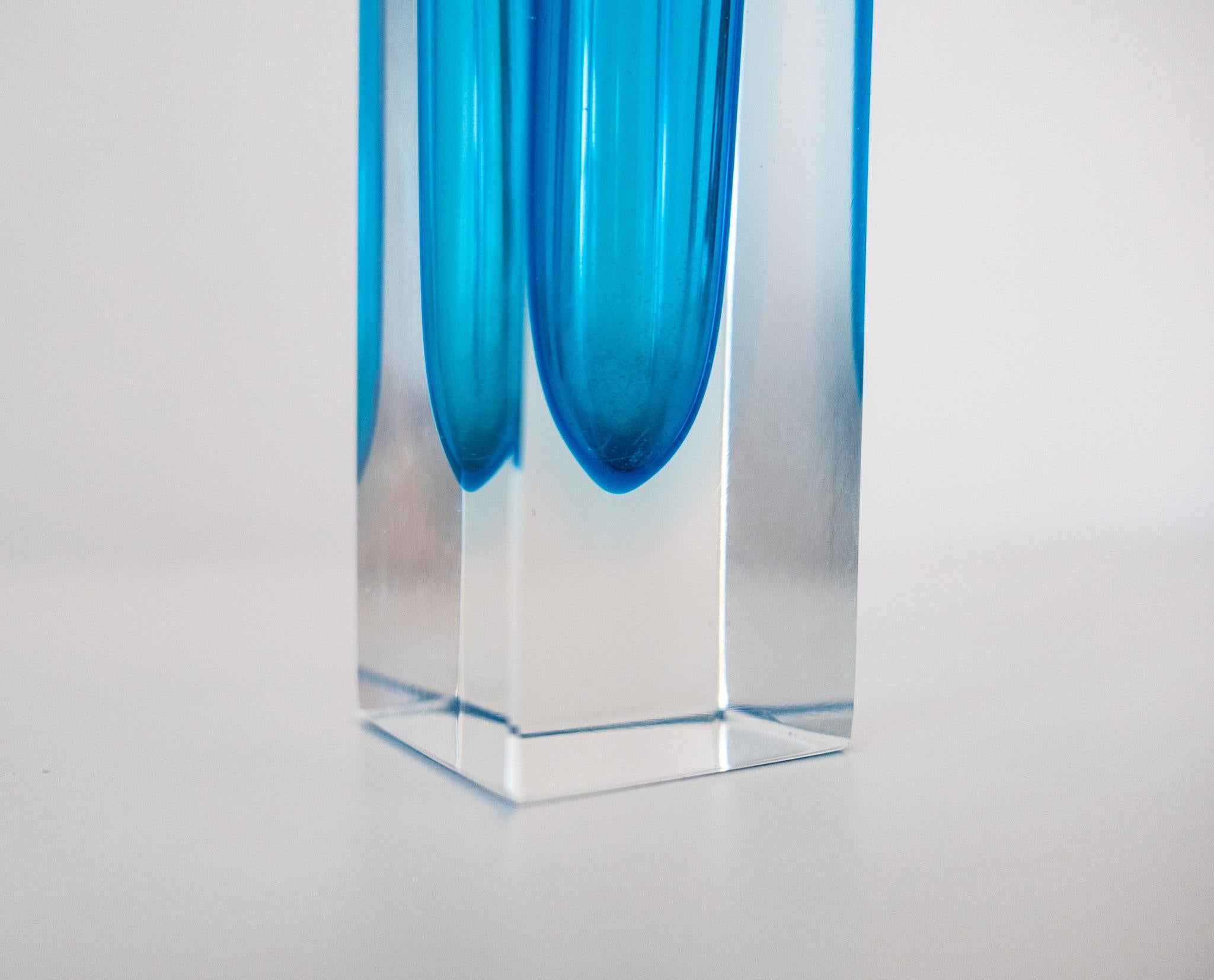 Mid-20th Century Turquoise Murano Sommerso Glass Vase by Flavio Poli, Italy 1960s