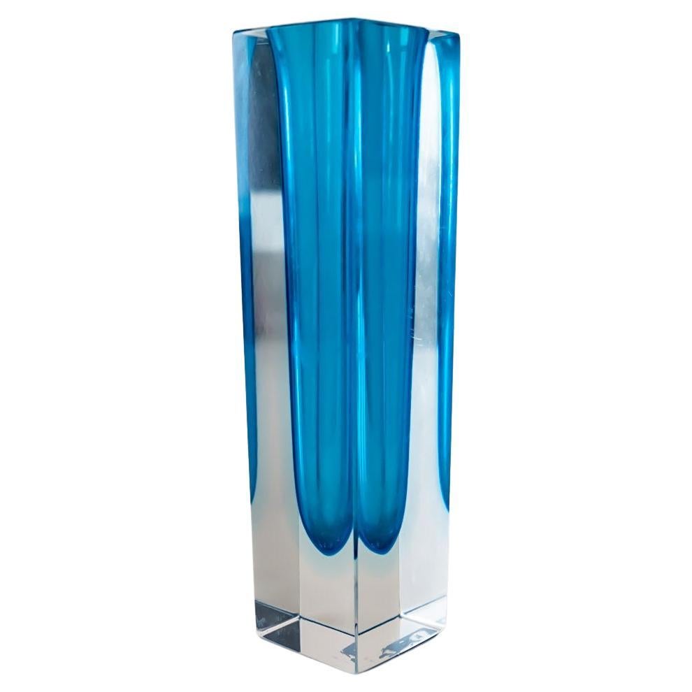 Turquoise Murano Sommerso Glass Vase by Flavio Poli, Italy 1960s