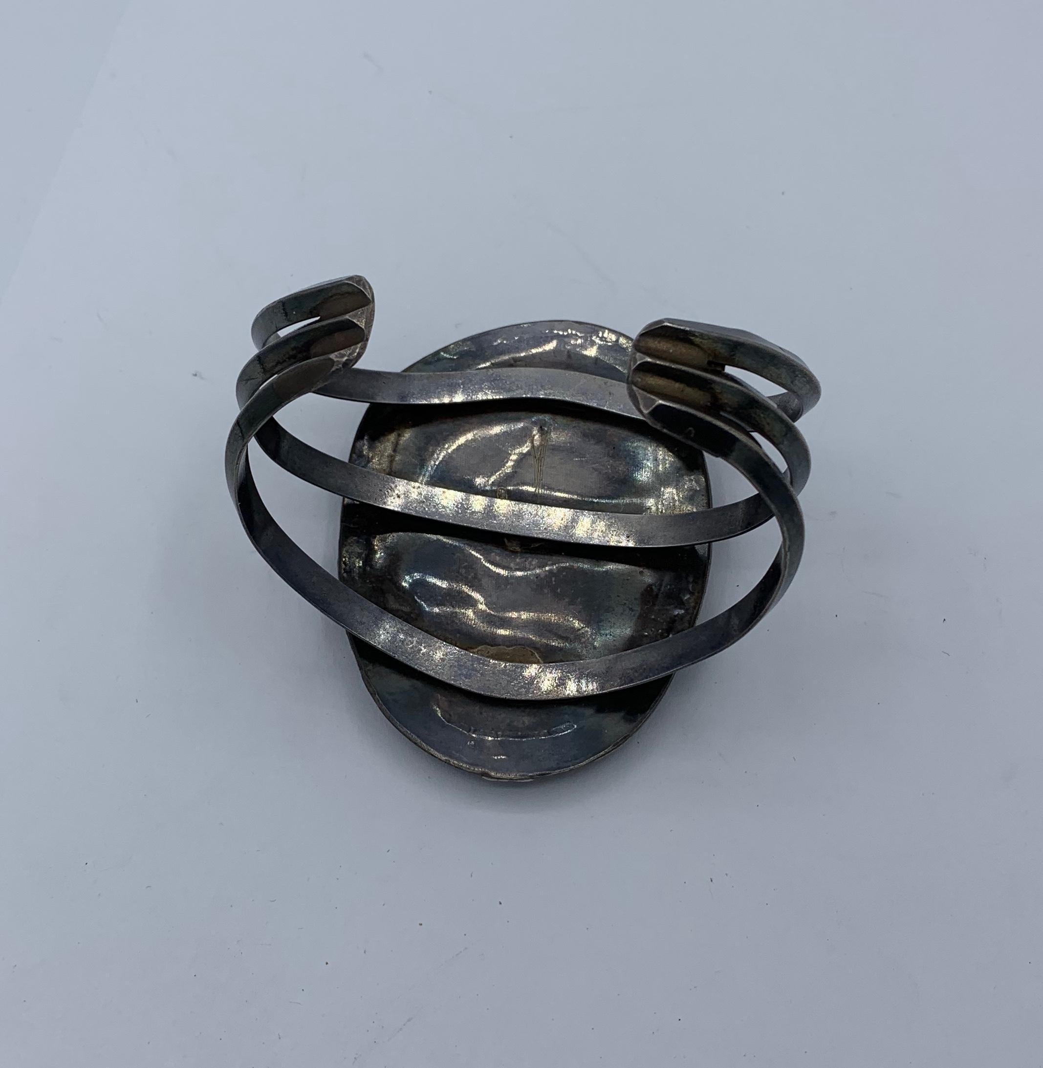 Türkis Navajo Indigene Kunst (Nord-/Südamerika) Armband Monumental Sterlingsilber Antik  im Angebot 5