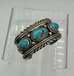 Pulsera brazalete turquesa Navajo Plata de ley Antigua