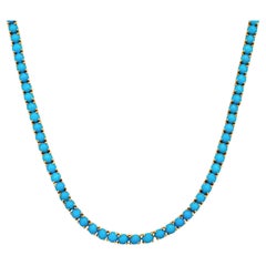 Turquoise Necklace 16.90 Carats 14K Yellow Gold