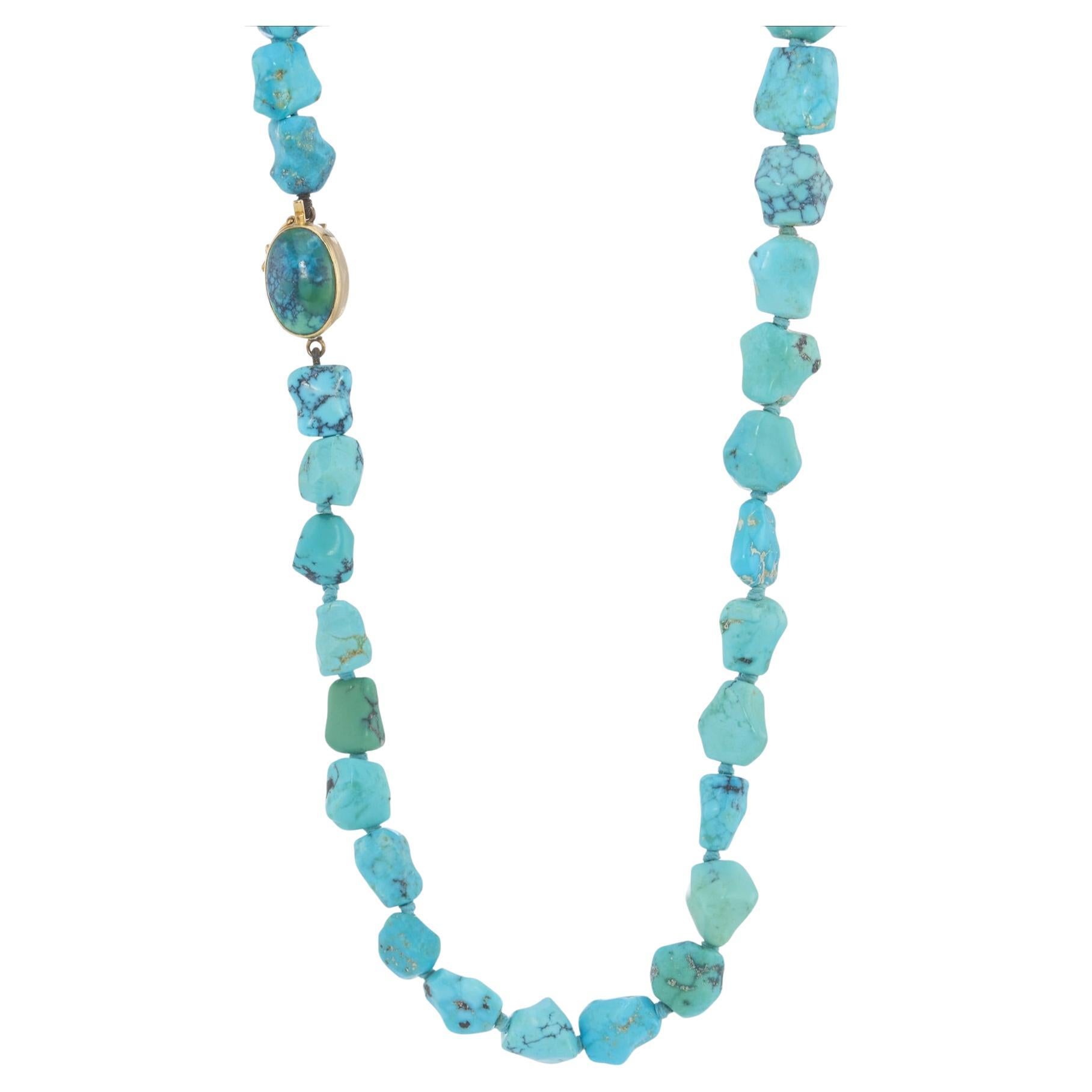 TURQUOISE NECKLACE 18K CARAT Gold - Early to Mid 20th CenturyI’m
