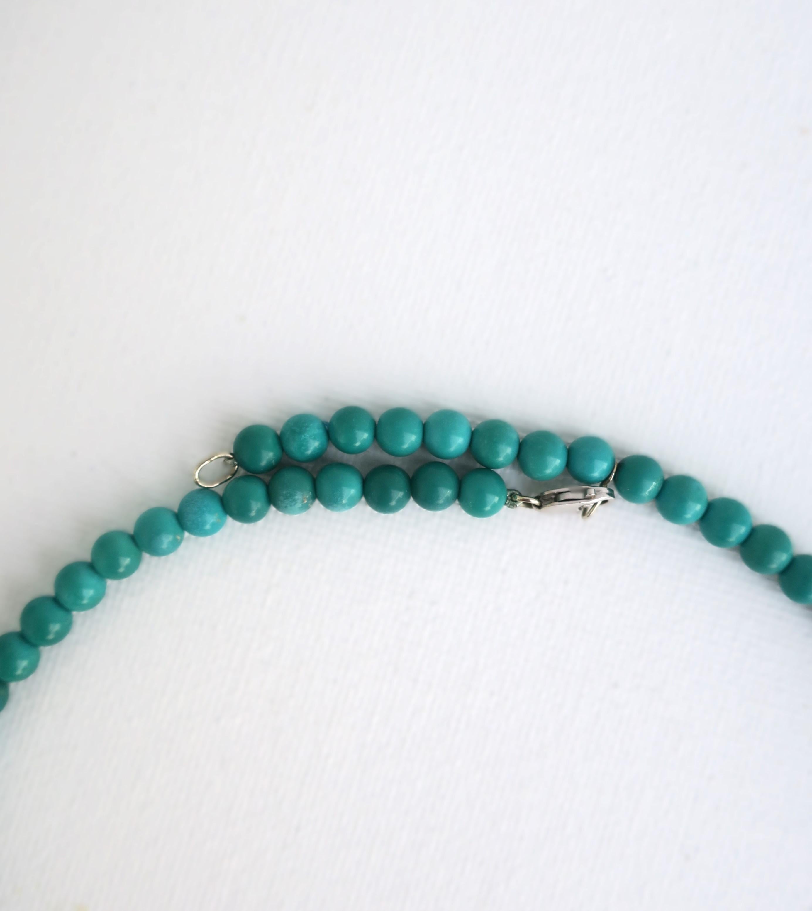 Turquoise Bead Necklace and Choker Necklace For Sale 9
