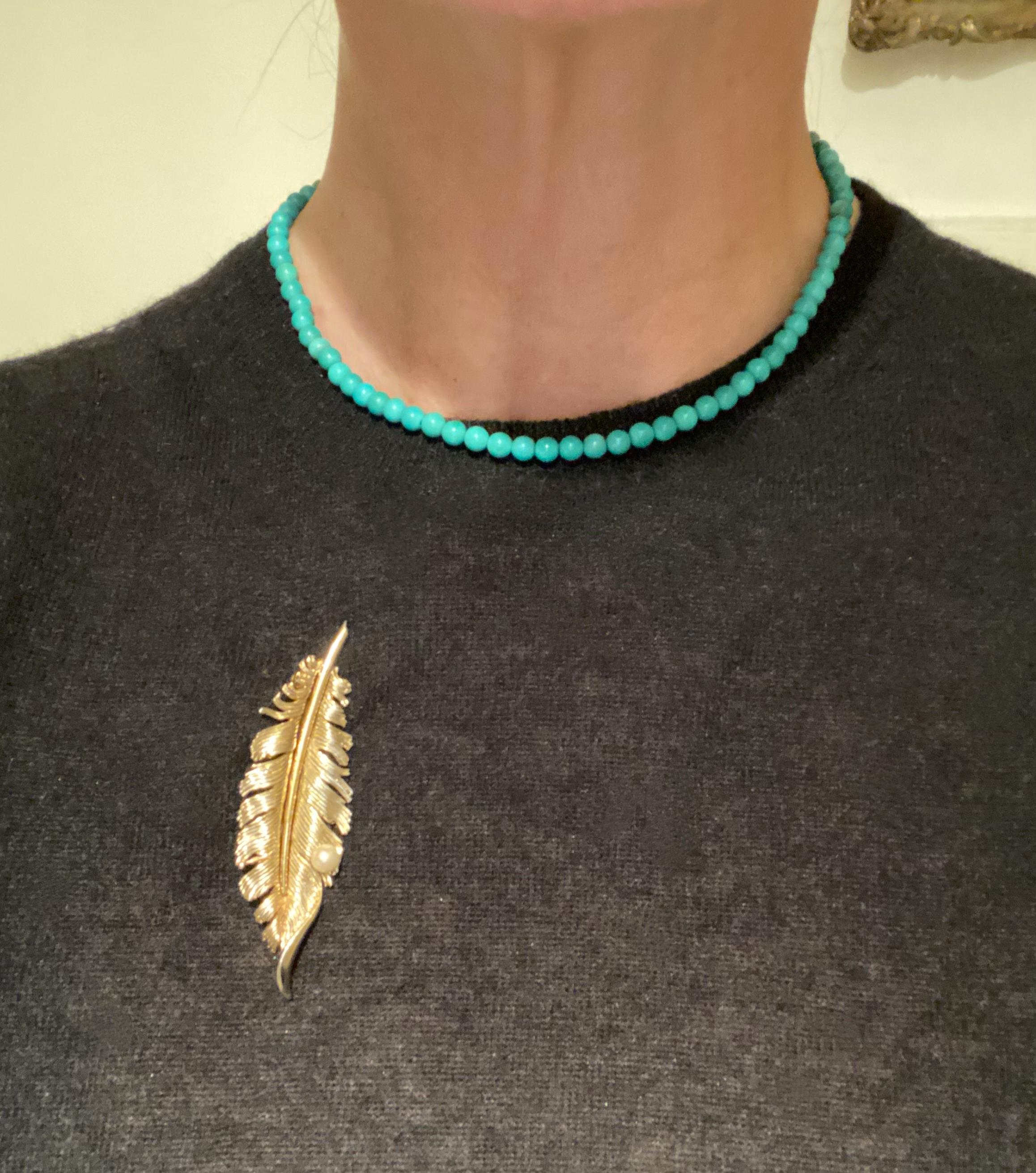 Turquoise Bead Necklace and Choker Necklace In Excellent Condition For Sale In New York, NY