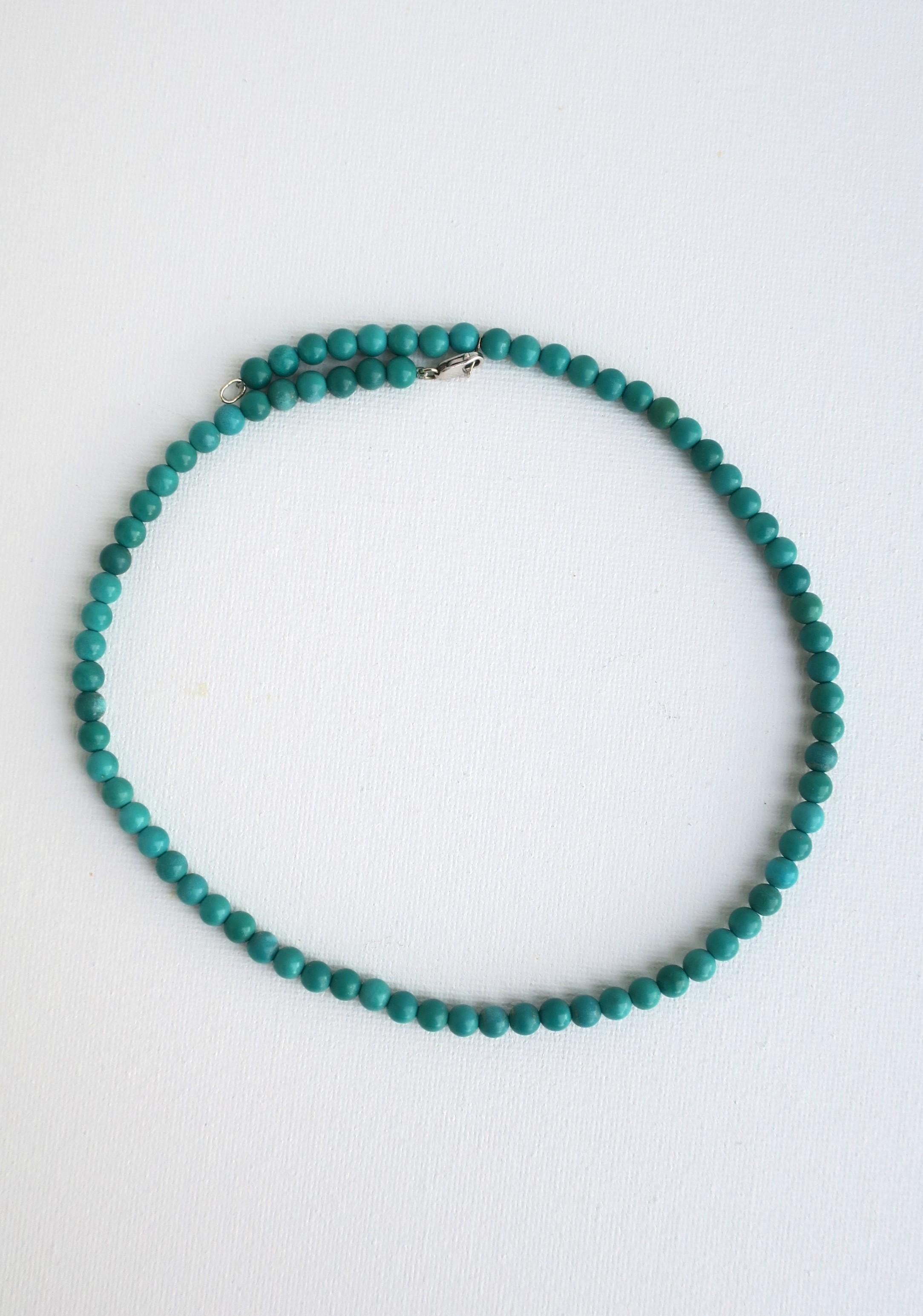 Women's or Men's Turquoise Bead Necklace and Choker Necklace For Sale