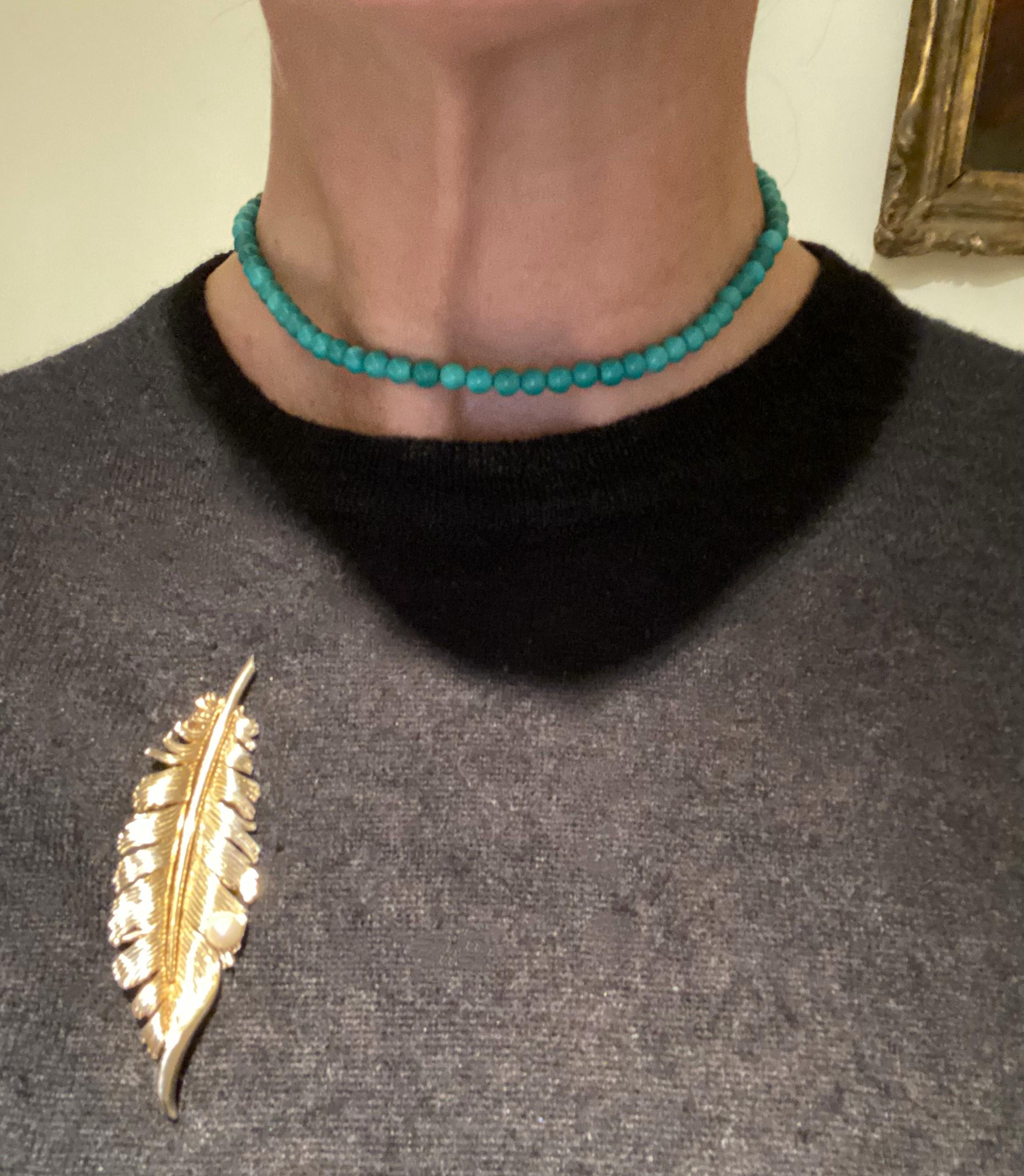 Collier ras du cou turquoise Unisexe en vente