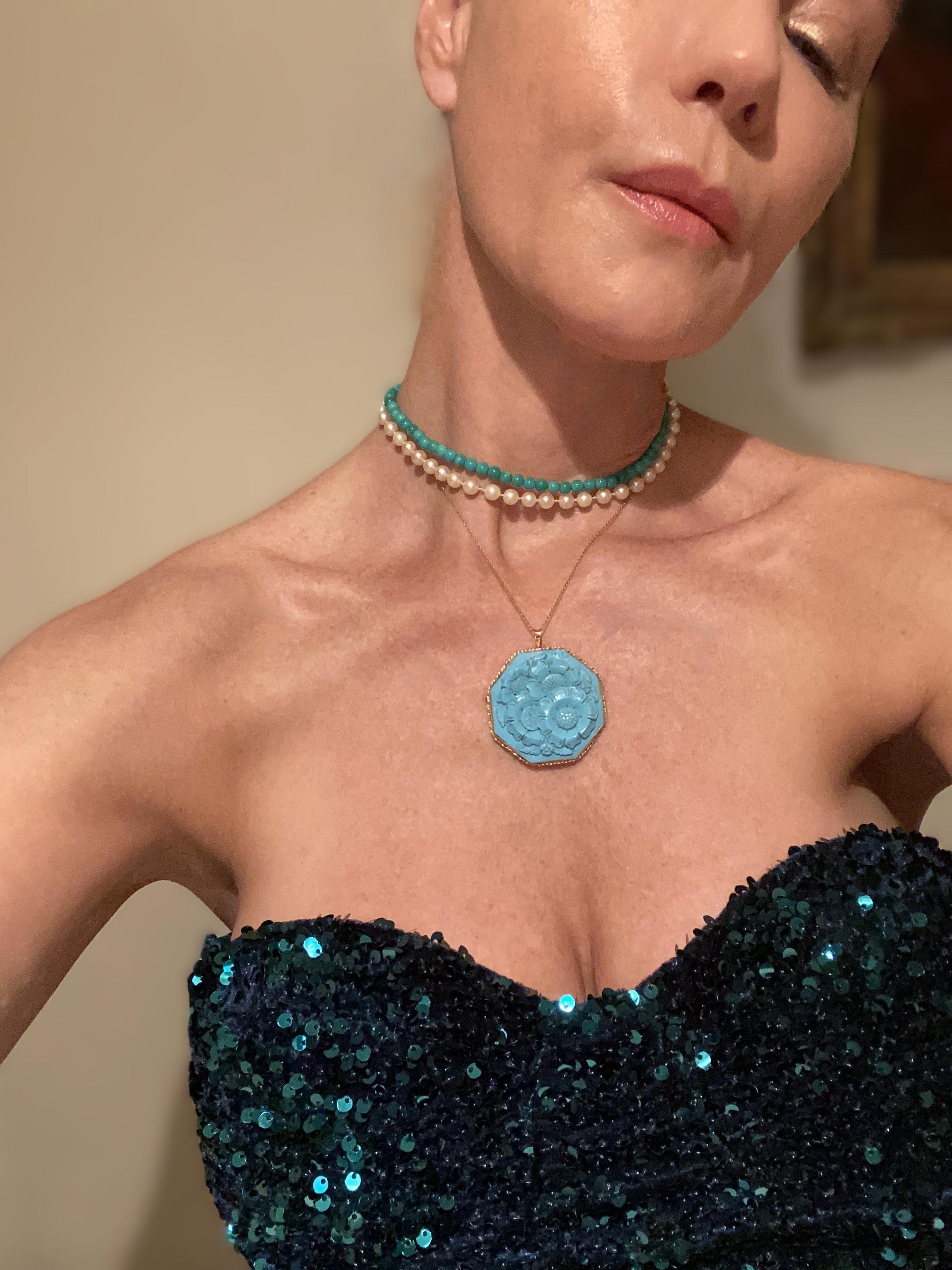 Turquoise Bead Necklace and Choker Necklace For Sale 2