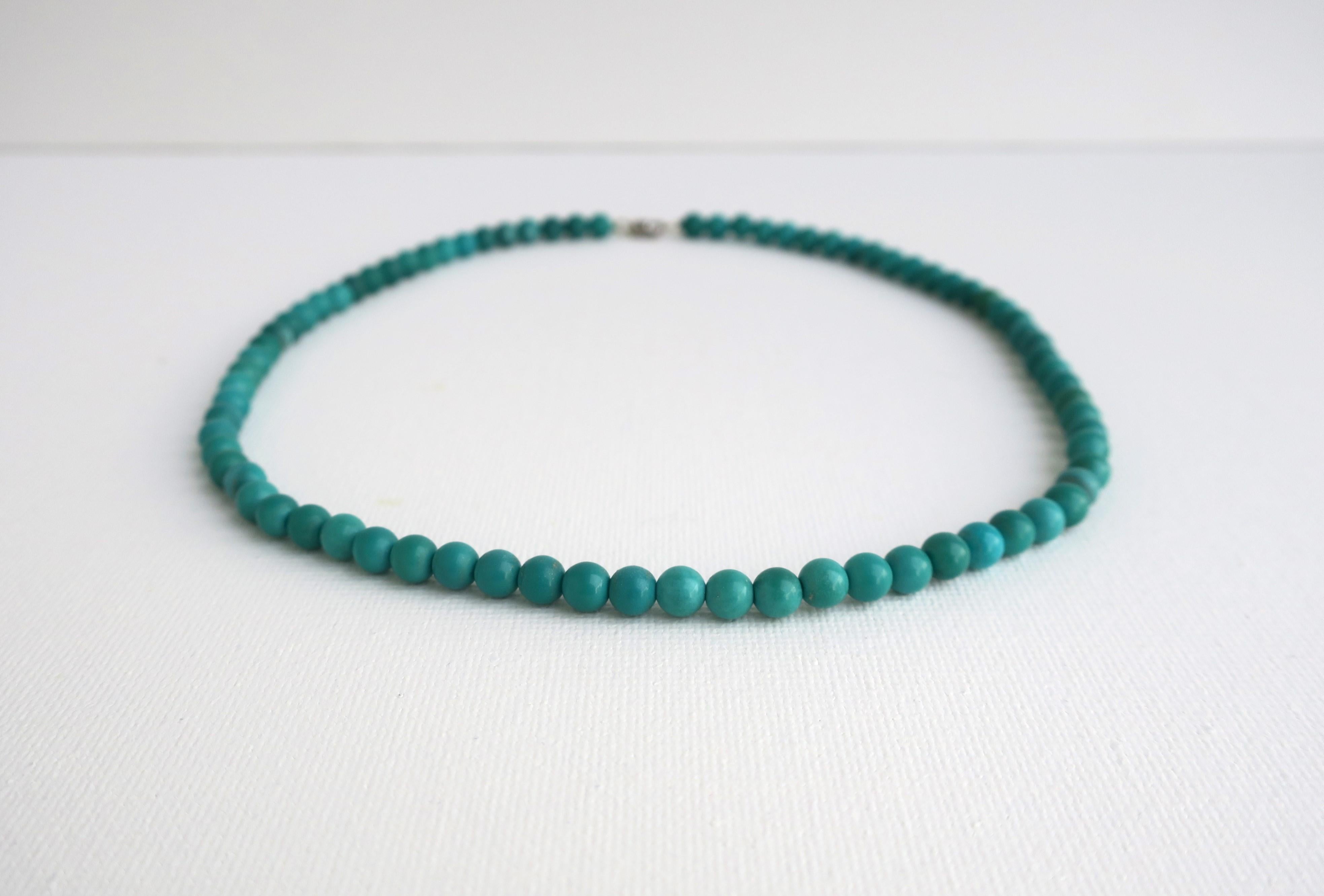 Turquoise Bead Necklace and Choker Necklace For Sale 4
