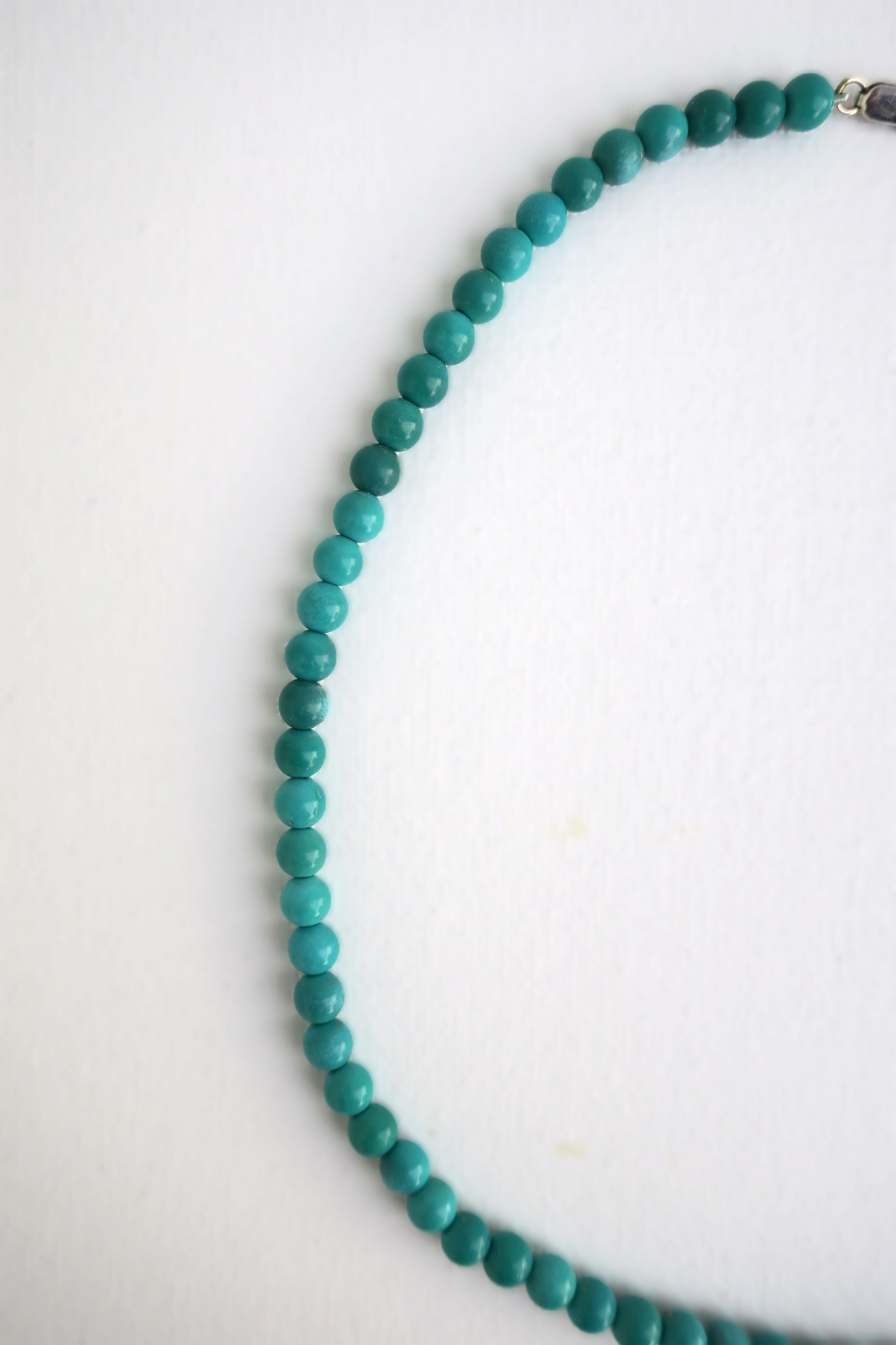 Turquoise Bead Necklace and Choker Necklace For Sale 6