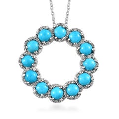 5.76 Ct Turquoise Byzantine Necklace 925 Sterling Silver Bridal Necklace