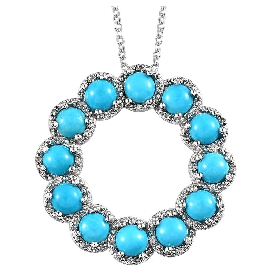 5.76 Ct Turquoise Byzantine Necklace 925 Sterling Silver Bridal Necklace    For Sale