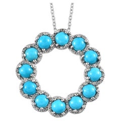 Collier de mariage en argent sterling 925 avec turquoise byzantine de 5,76 carats