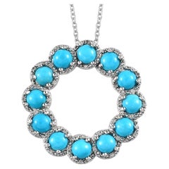 5.76 Ct Turquoise Byzantine Necklace 925 Sterling Silver Bridal Necklace   