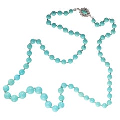 Turquoise Necklace with Diamond Clasp Midcentury