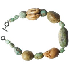 Collier Netsuke en argent et turquoise