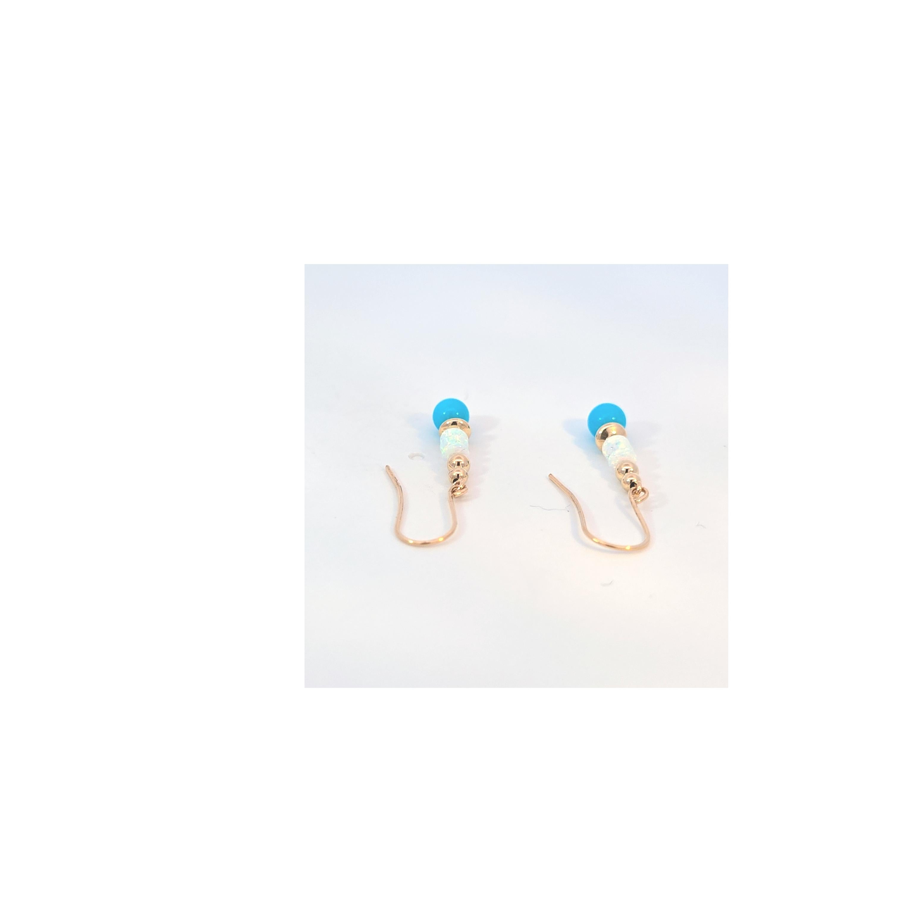 Moderno Orecchini di opale turchese in oro 14 carati in vendita