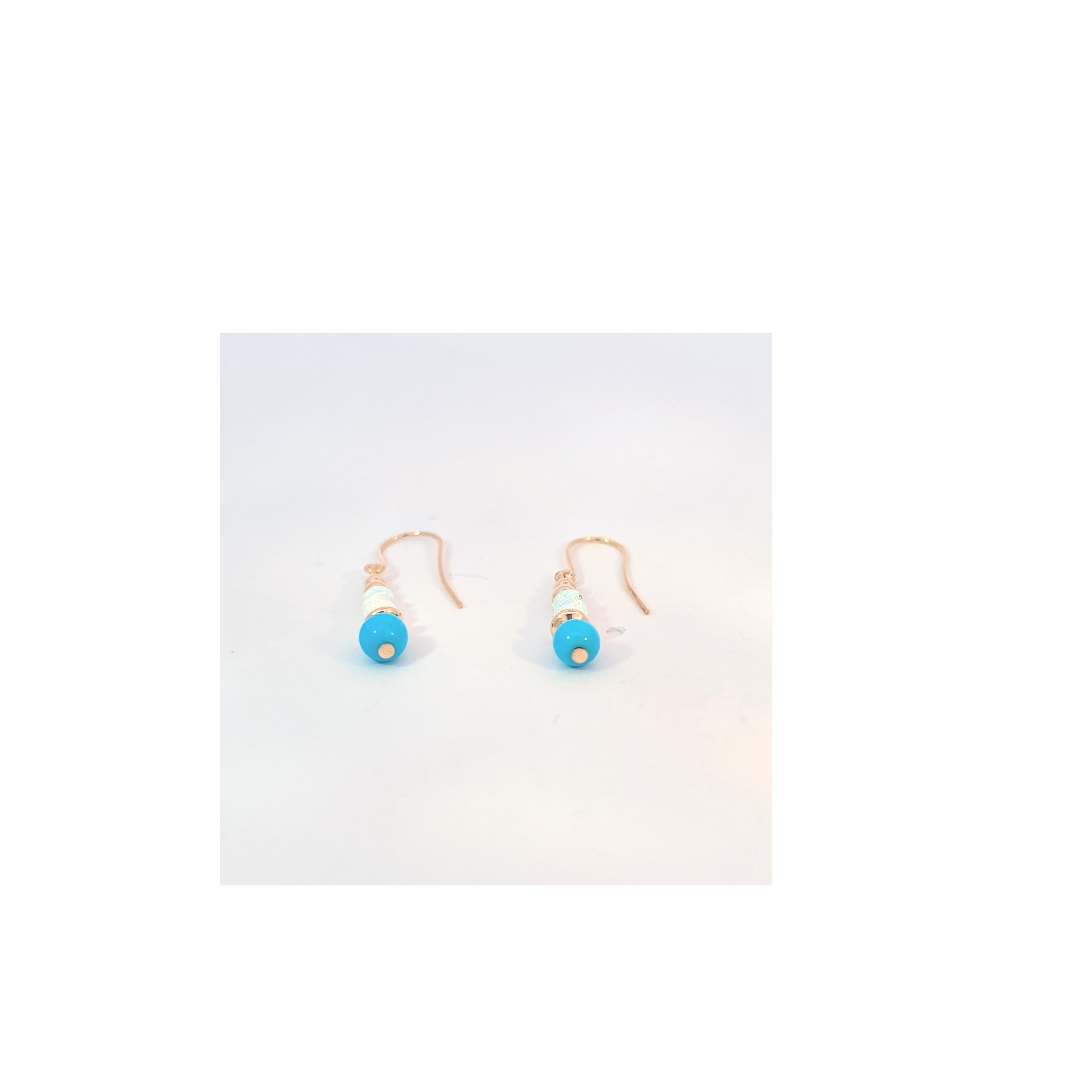 Orecchini di opale turchese in oro 14 carati In condizioni buone in vendita a Dallas, TX