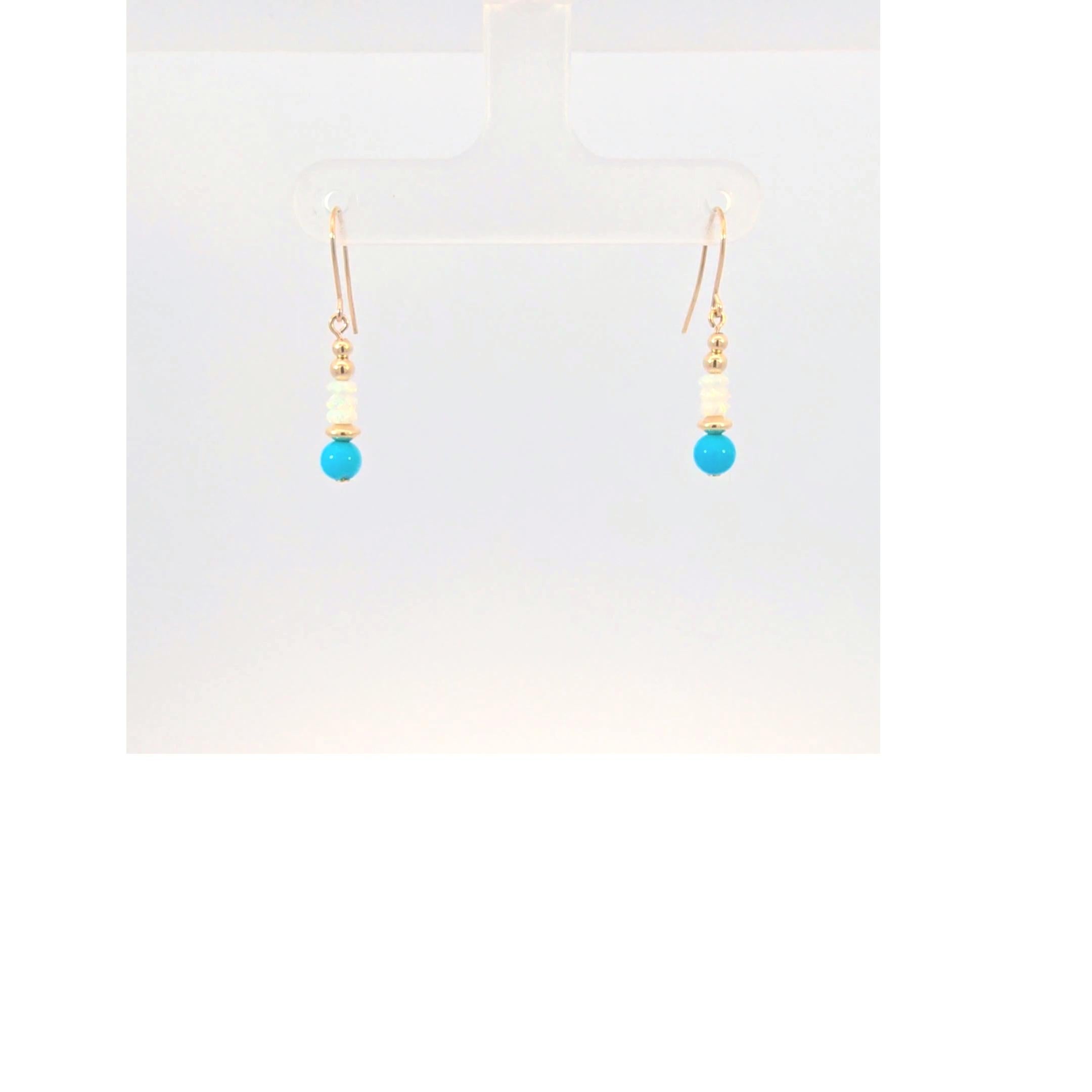 da uomo o donna Orecchini di opale turchese in oro 14 carati in vendita